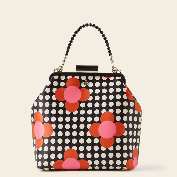 Jenny D Handbag in Fuchsia Flower Polka Dot pattern by Orla Kiely