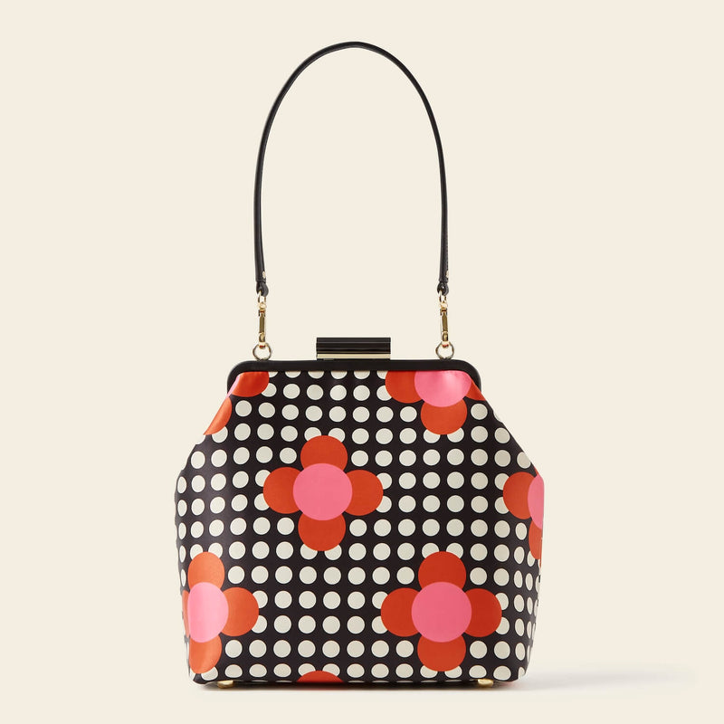 Jenny D Handbag in Fuchsia Flower Polka Dot pattern by Orla Kiely