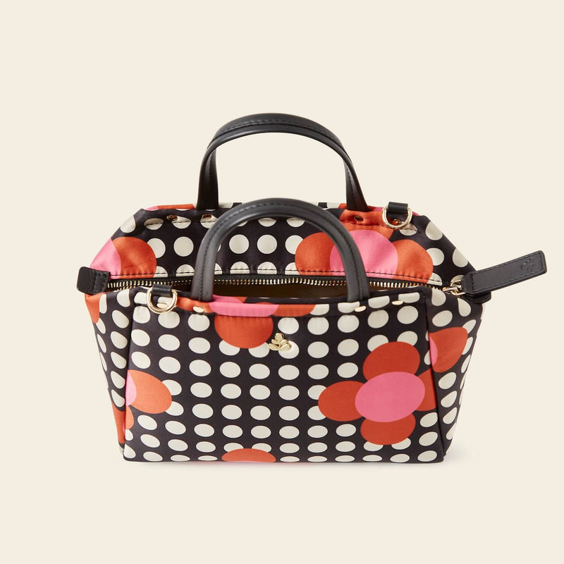 Concertina Crossbody Tote Bag in Fuchsia Flower Polka Dot pattern by Orla Kiely