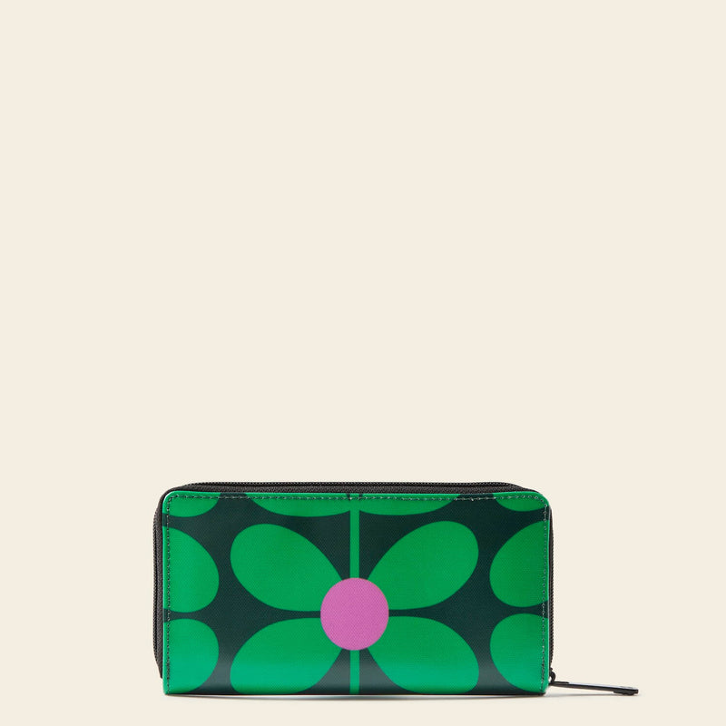 Forget Me Not Wallet in Sixties Stem Emerald pattern by Orla Kiely