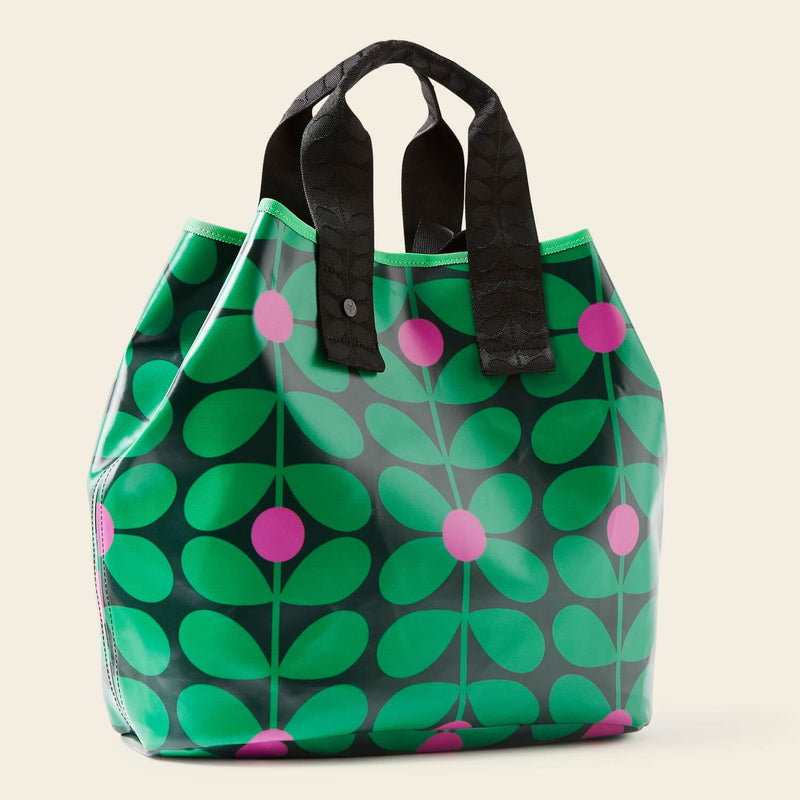 Carryall Large Tote Bag in Sixties Stem Emerald pattern by Orla Kiely
