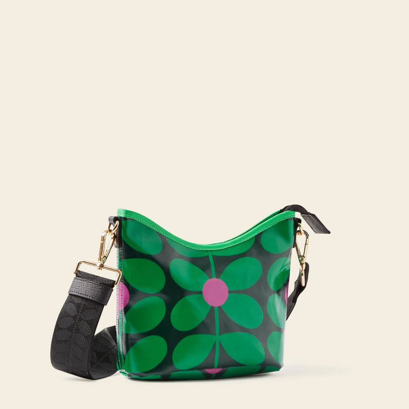 Carrymin Crossbody Bag in Sixties Stem Emerald pattern by Orla Kiely