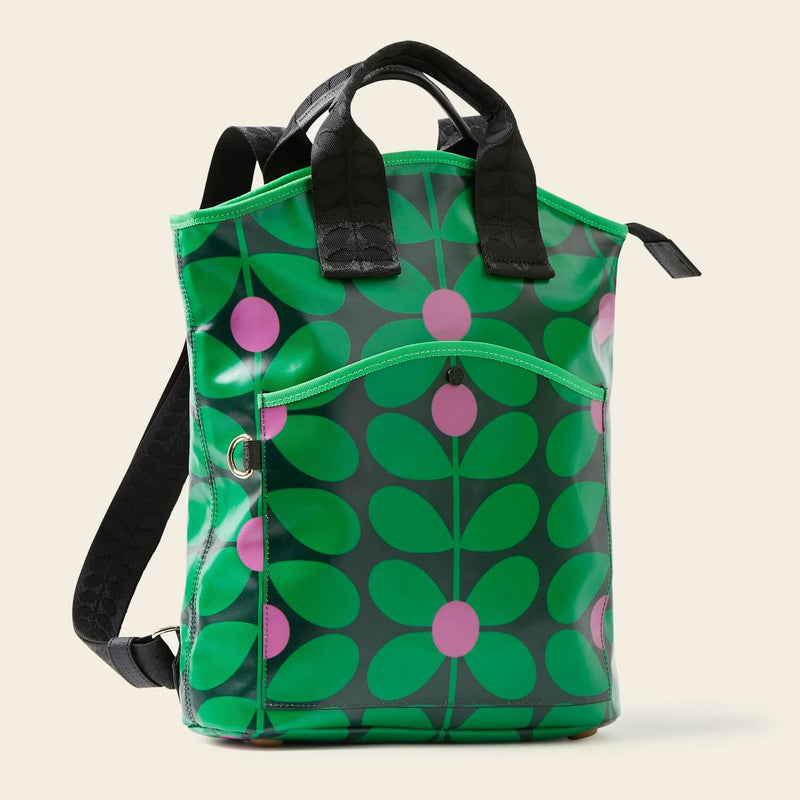 Carry Backpack in Sixties Stem Emerald pattern by Orla Kiely
