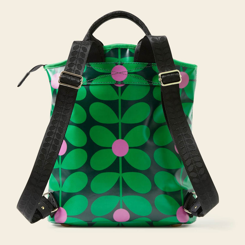 Carry Backpack in Sixties Stem Emerald pattern by Orla Kiely