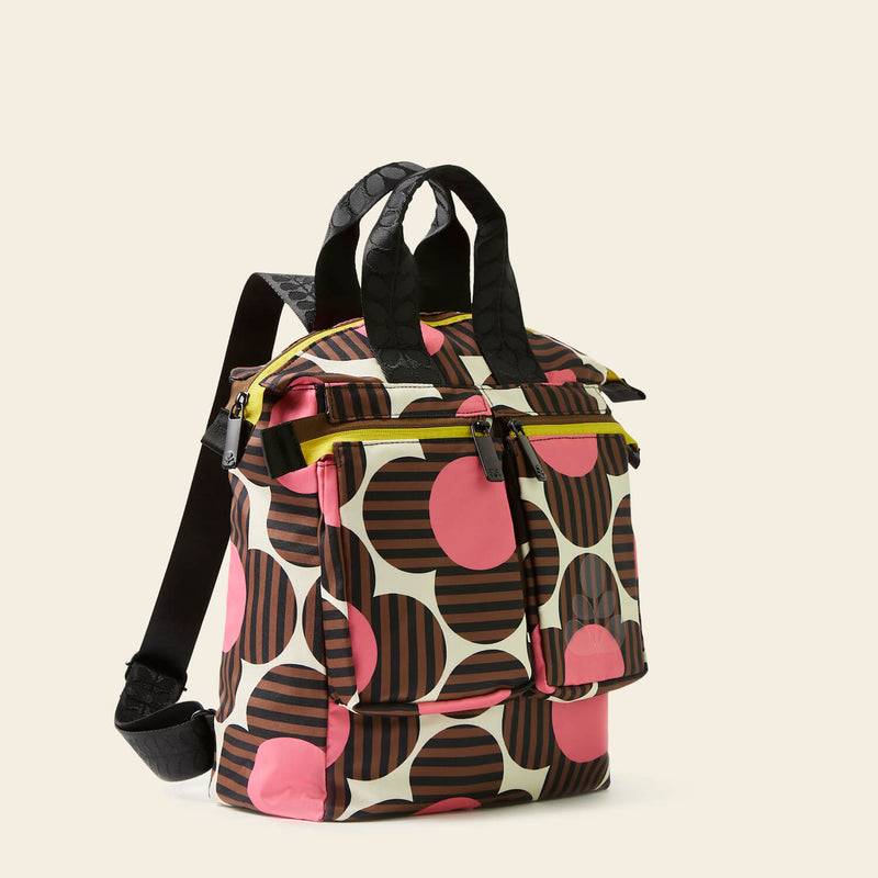 Axis Medium Backpack in Striped Flower Azalea pattern by Orla Kiely