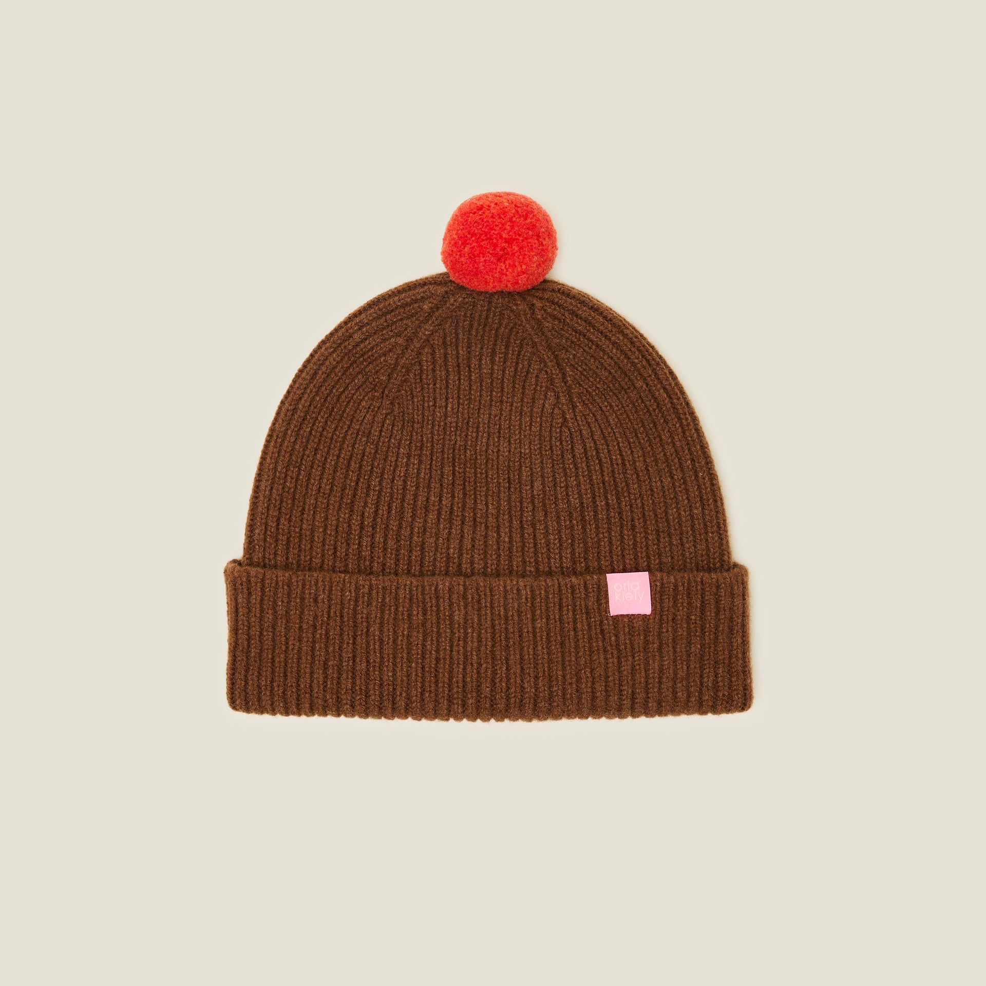 Contrast Pom Wool Beanie Sienna