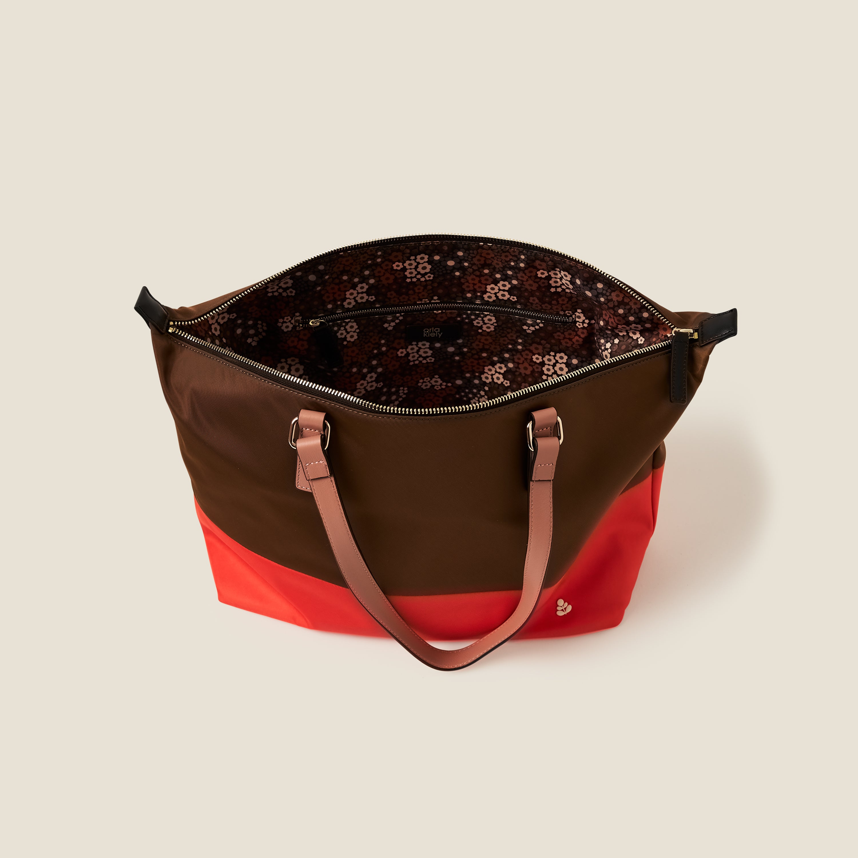 Colourblock Tote Bag - Brown