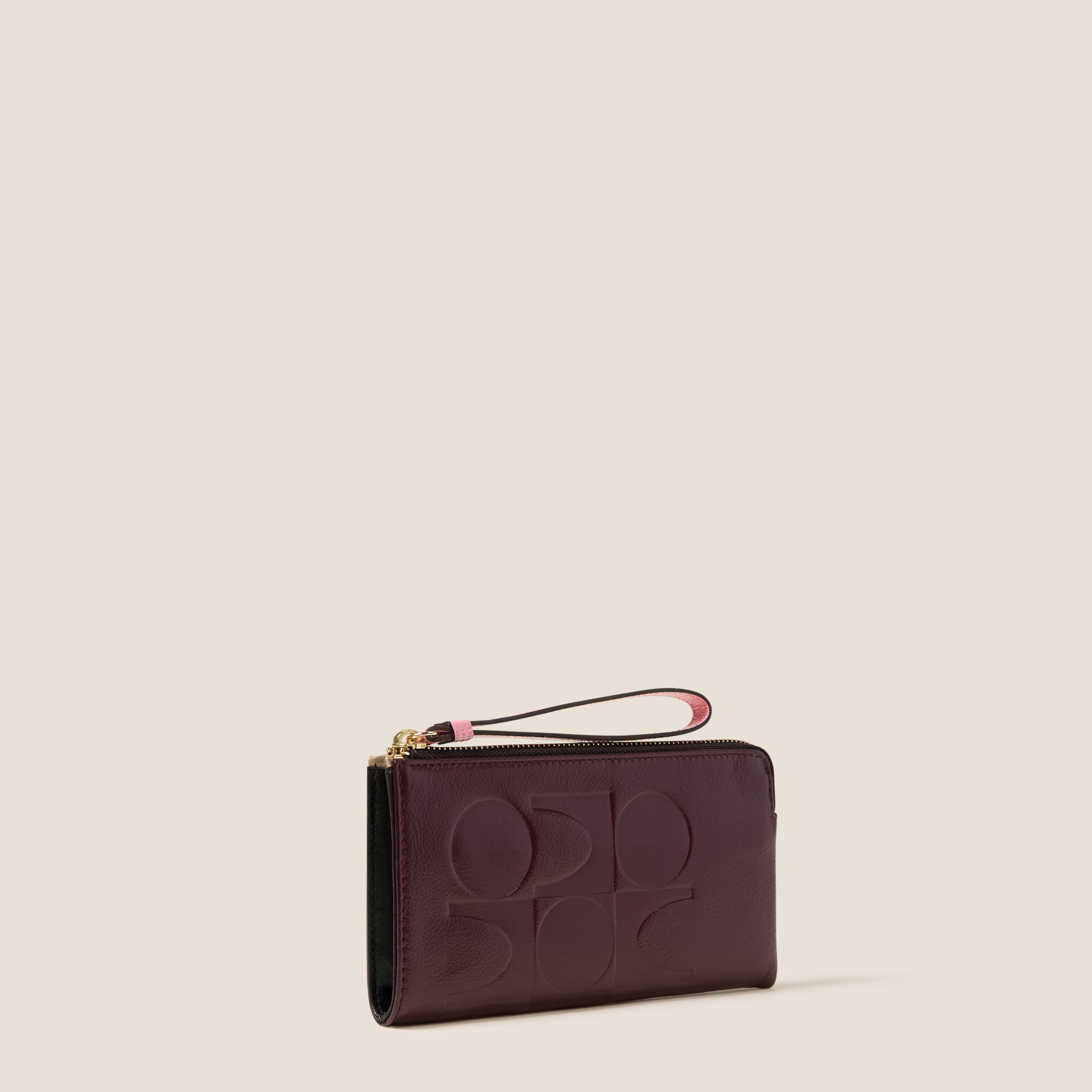 Hold On Leather Wristlet - OK Colourblock Burgundy