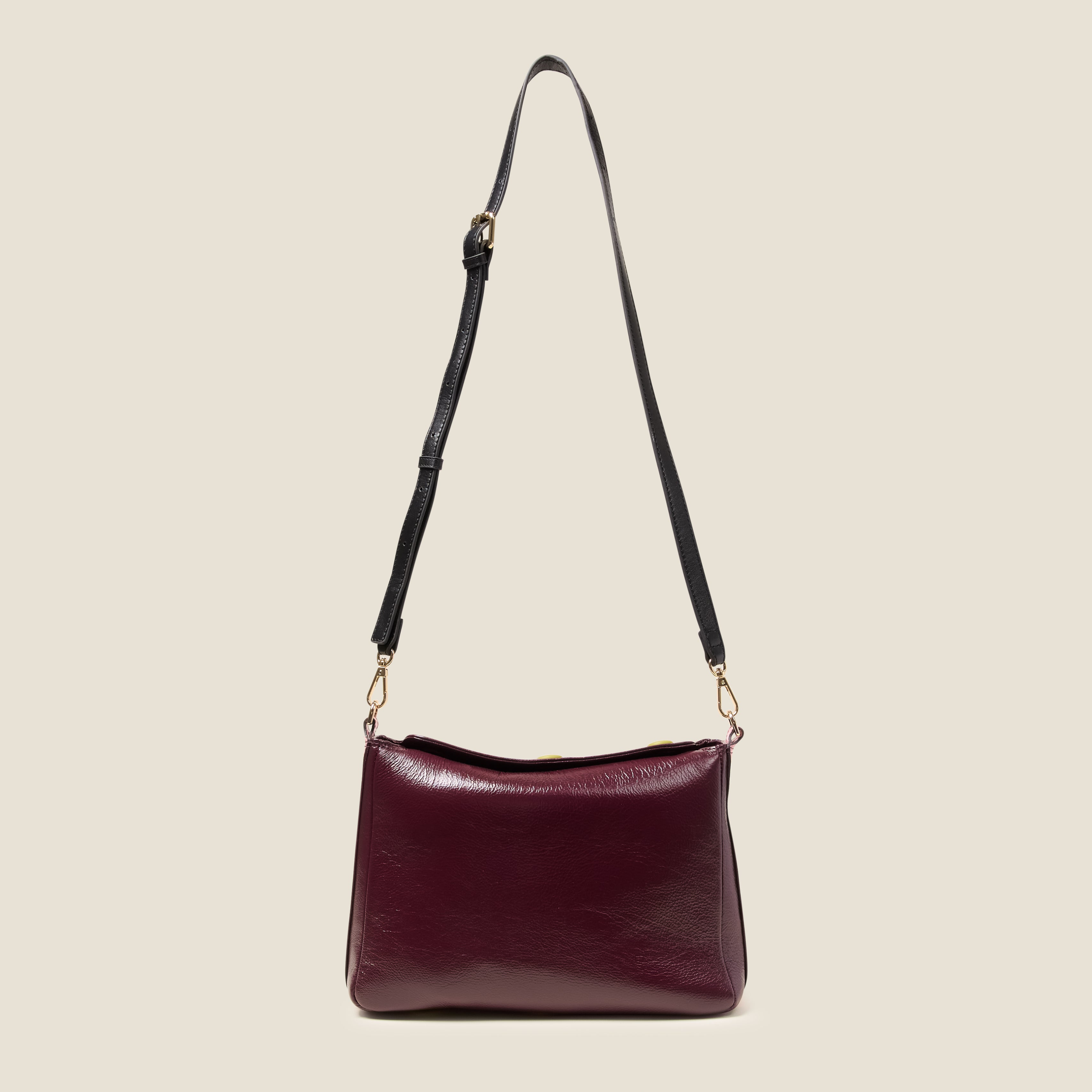 Small Softie Leather Shoulder Bag - OK Colourblock Burgundy