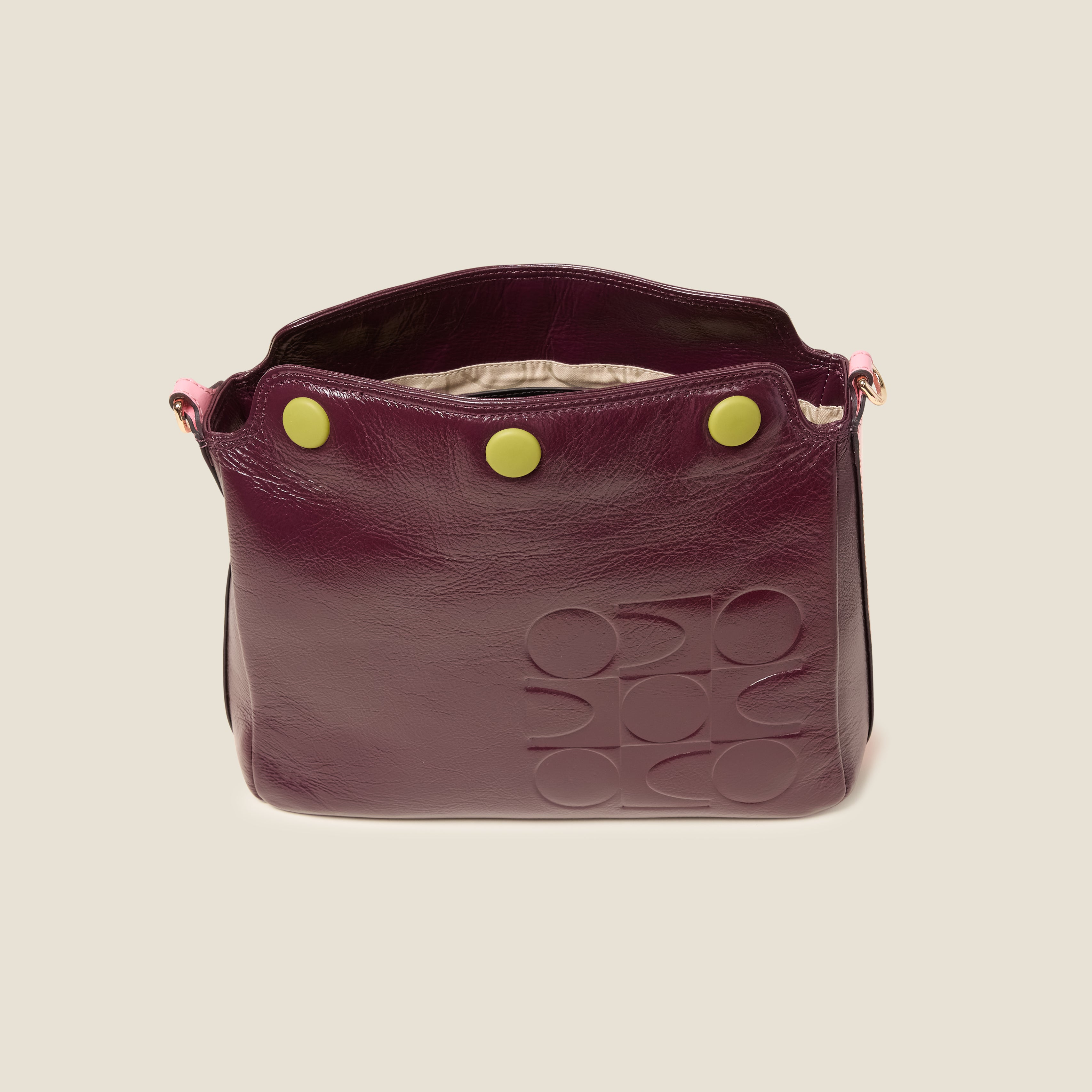 Small Softie Leather Shoulder Bag - OK Colourblock Burgundy
