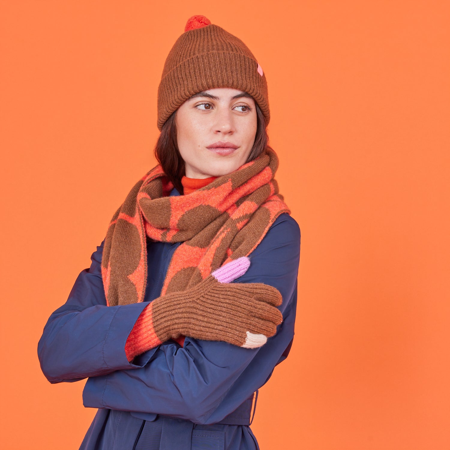 Colour Pop Wool Gloves - Orange Sienna