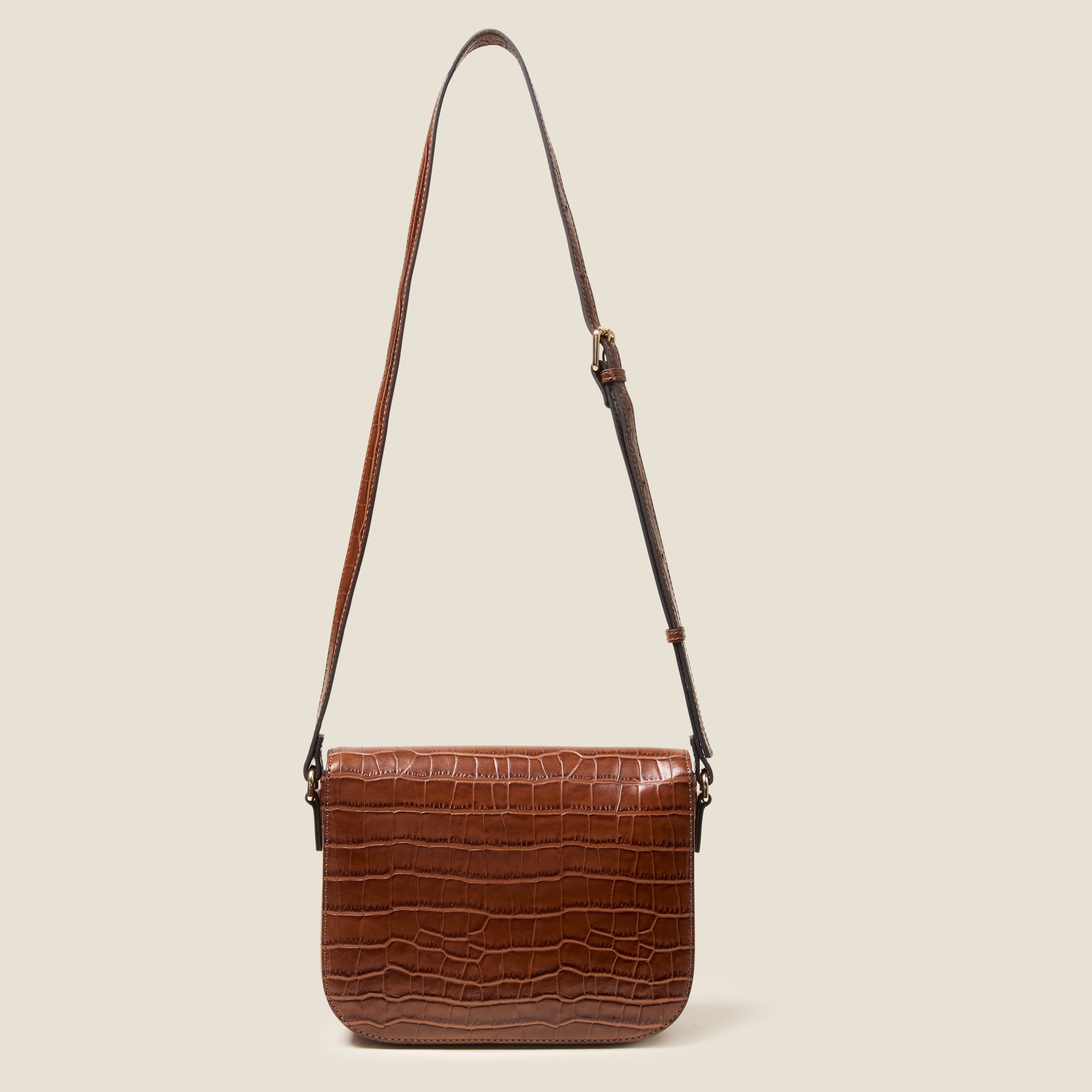 Eclipse Leather Crossbody Bag - Flower Applique Croc