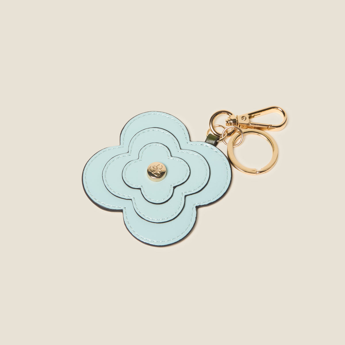 Layered Flower Leather Key Ring Flower Applique