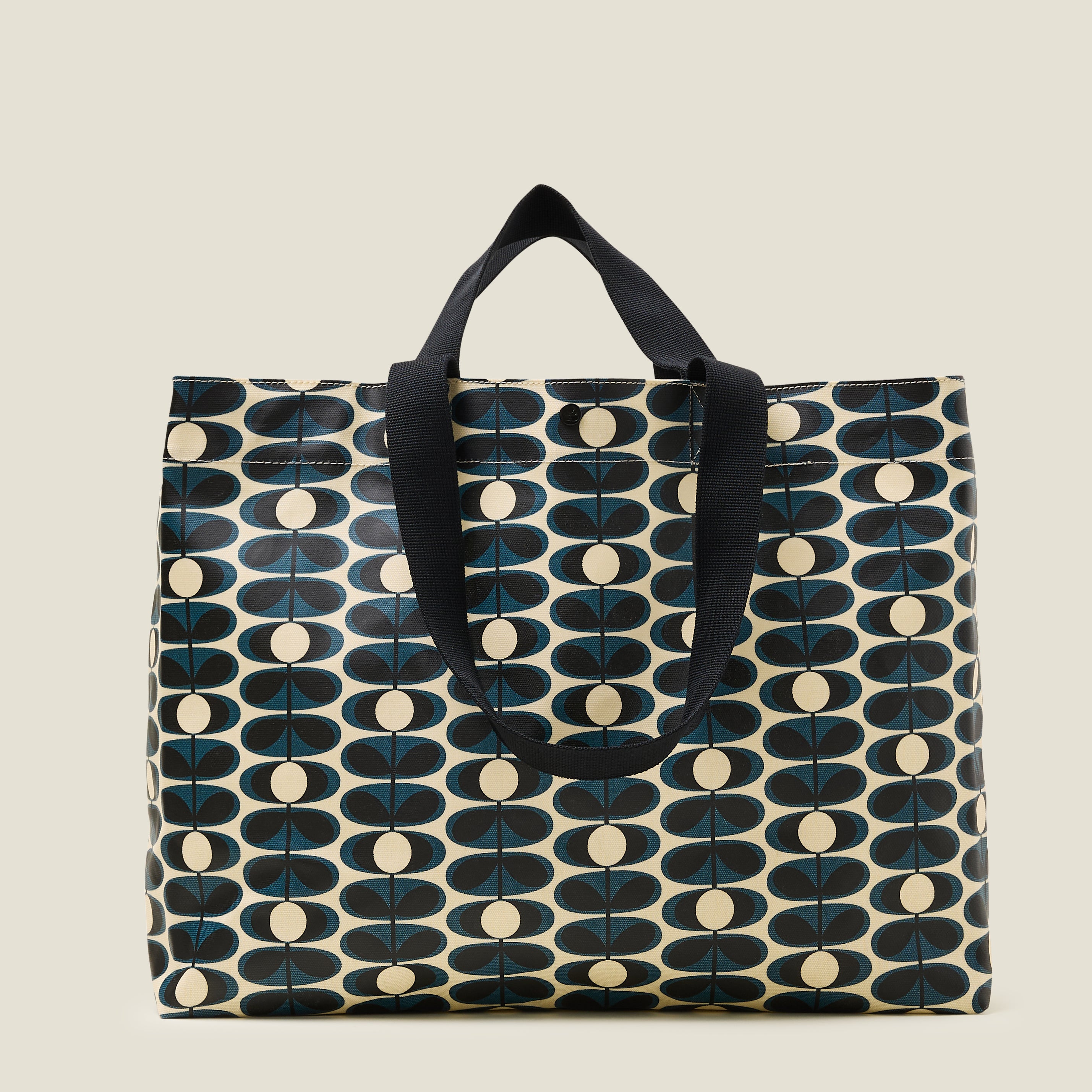 Roll out Large Tote - Flower Oval Stem Indigo