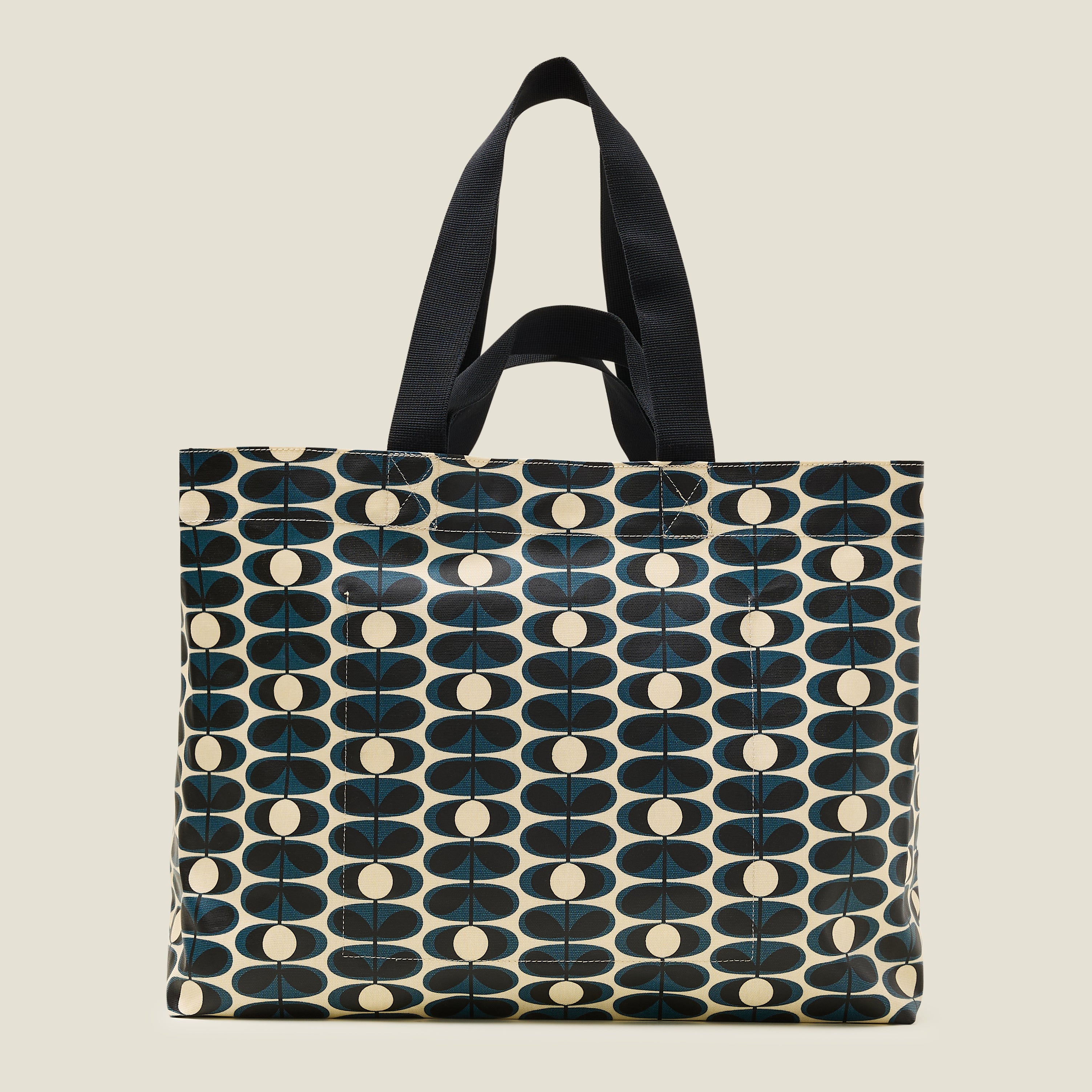 Roll out Large Tote - Flower Oval Stem Indigo