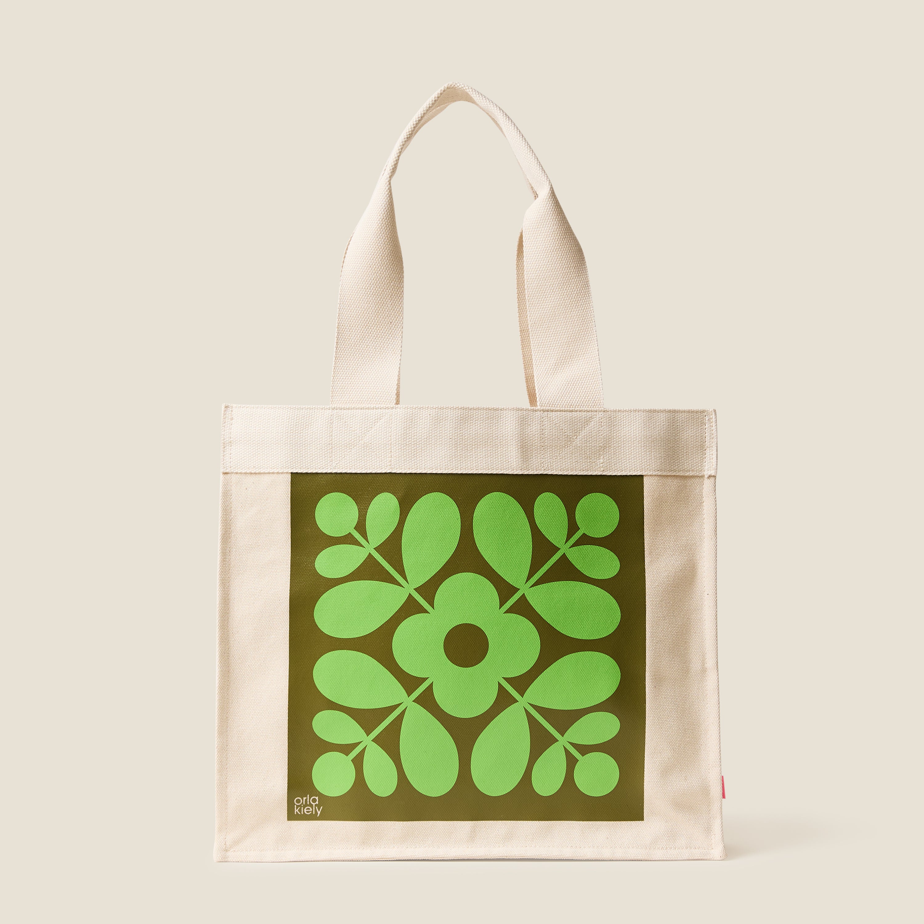 Flower Tile Canvas Tote - Spruce
