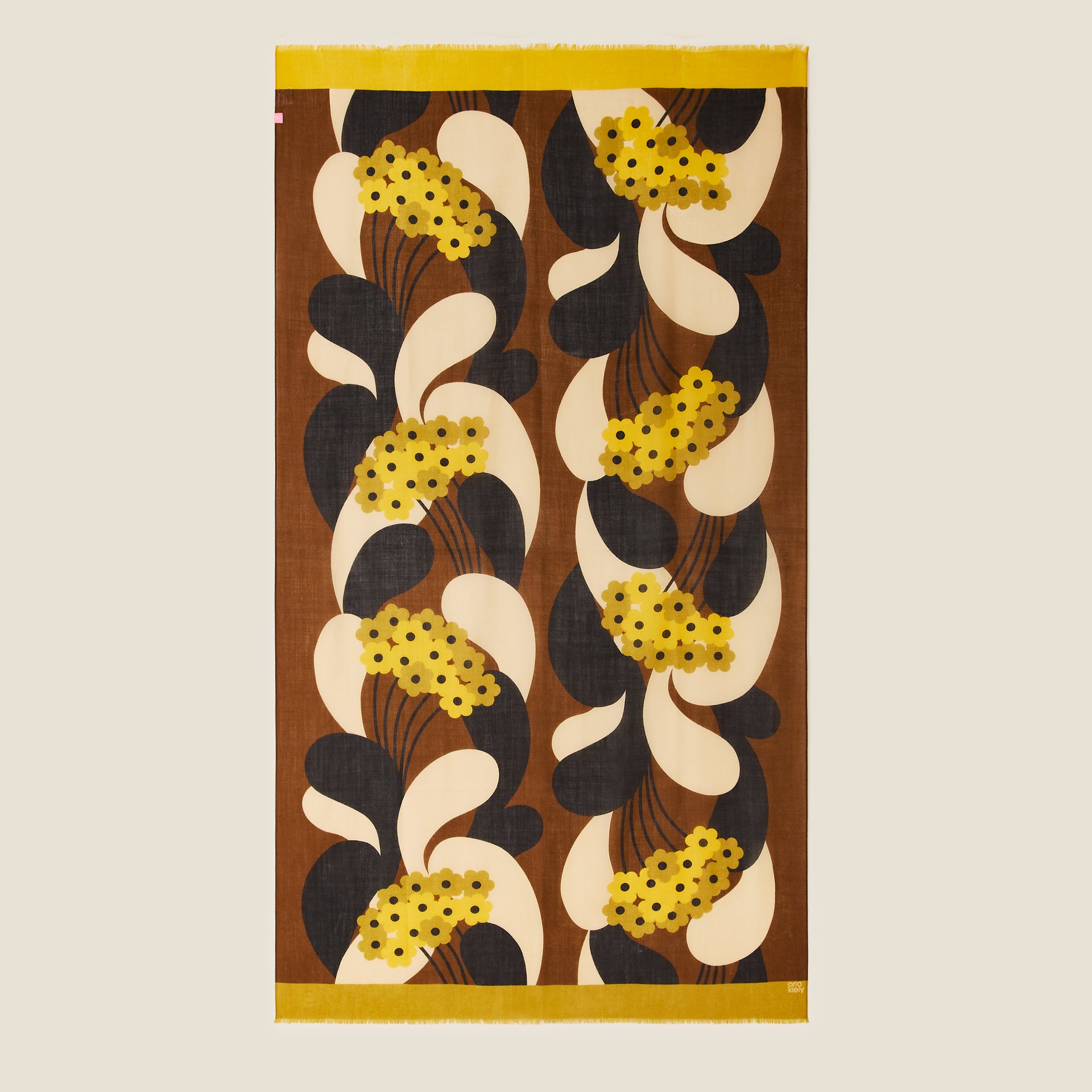 Wool Scarf River Flower Hazel