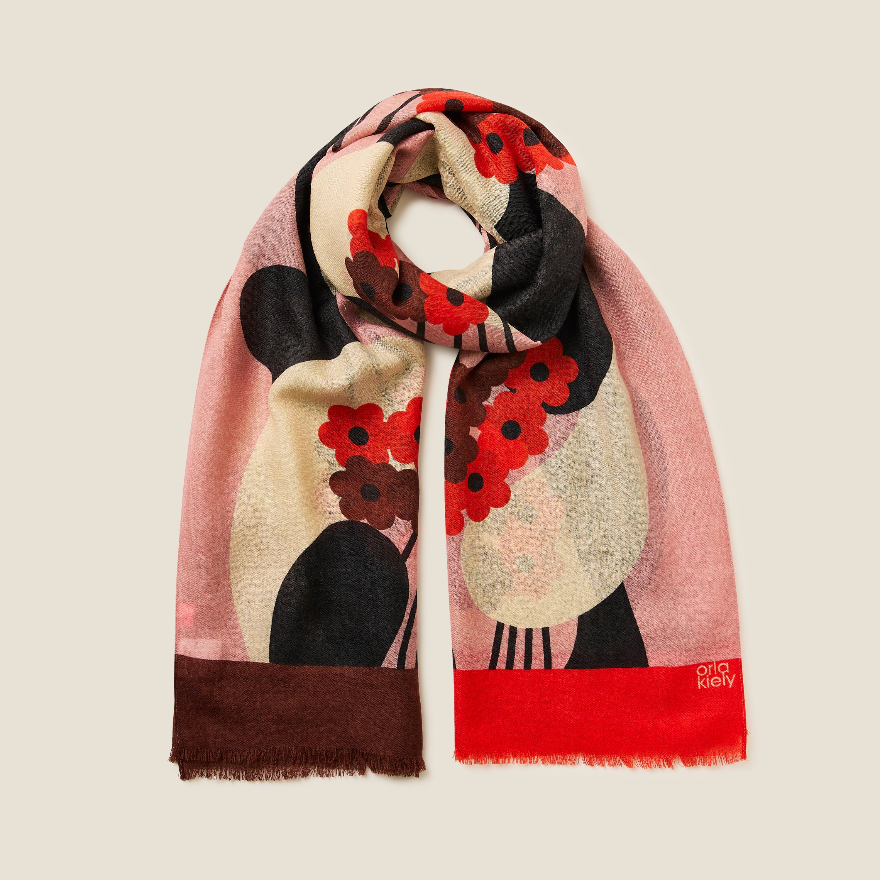 Wool Scarf - River Flower Rose