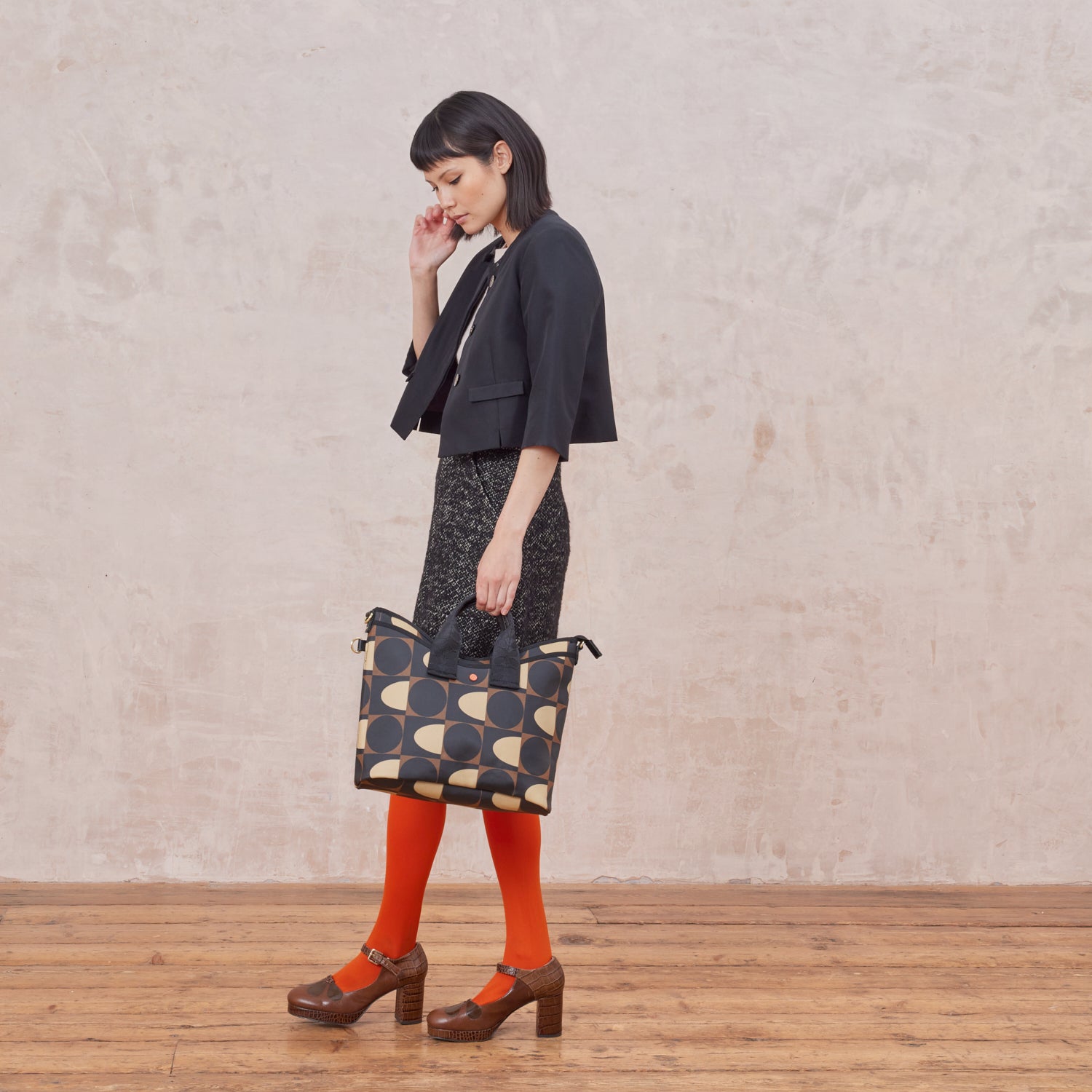 Carrygrab Crossbody Bag & Bucket Bag in Brown | By Designer Orla Kiely