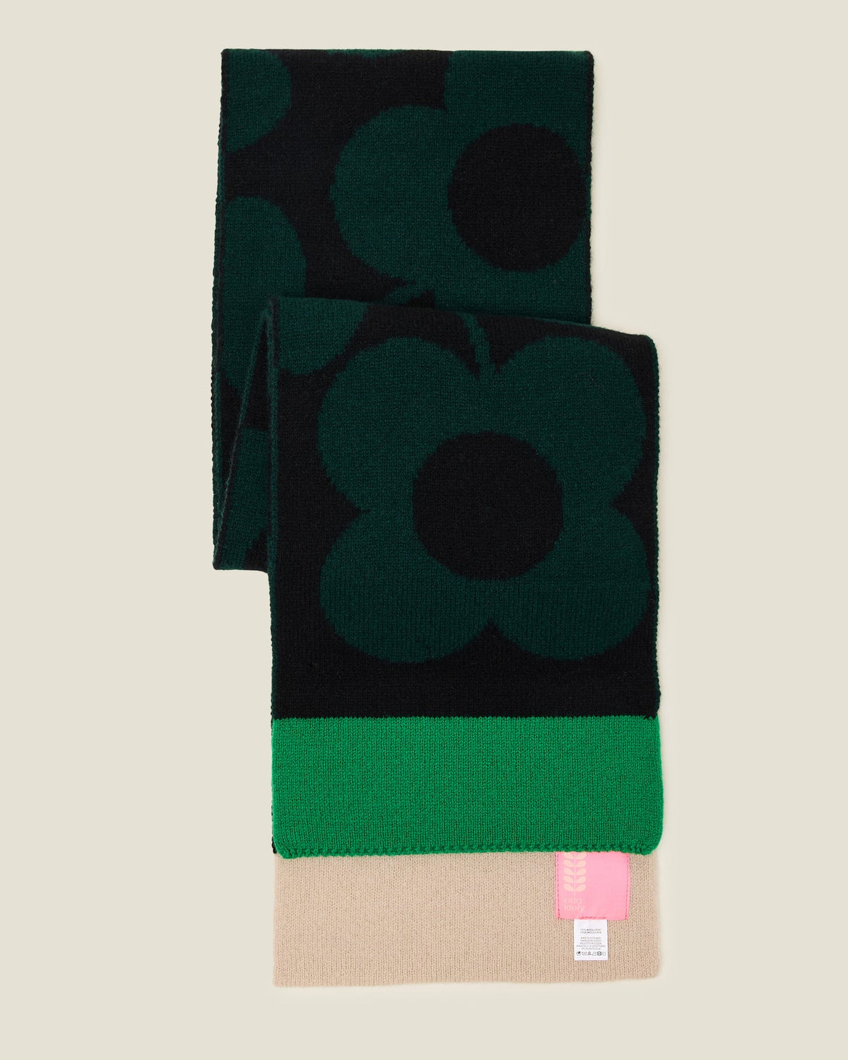 Stem Sprig Wool Scarf - Forest Black