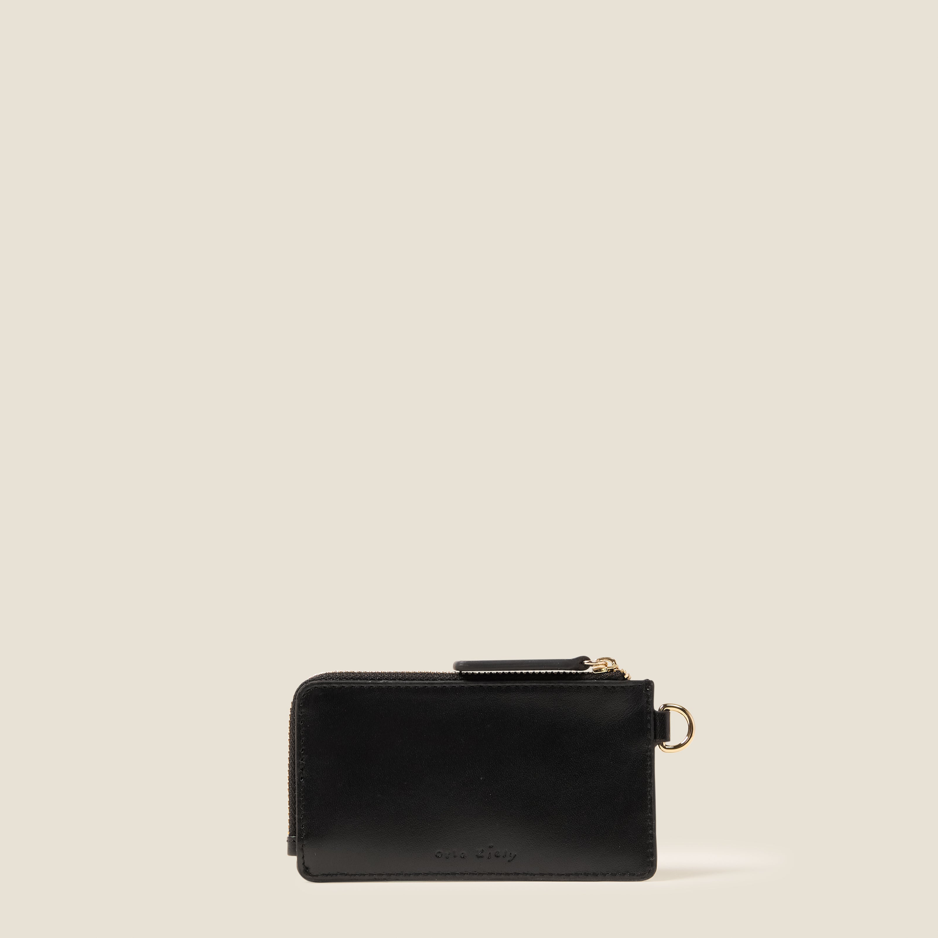 Frieda Leather Card Purse - Tile Emboss Black