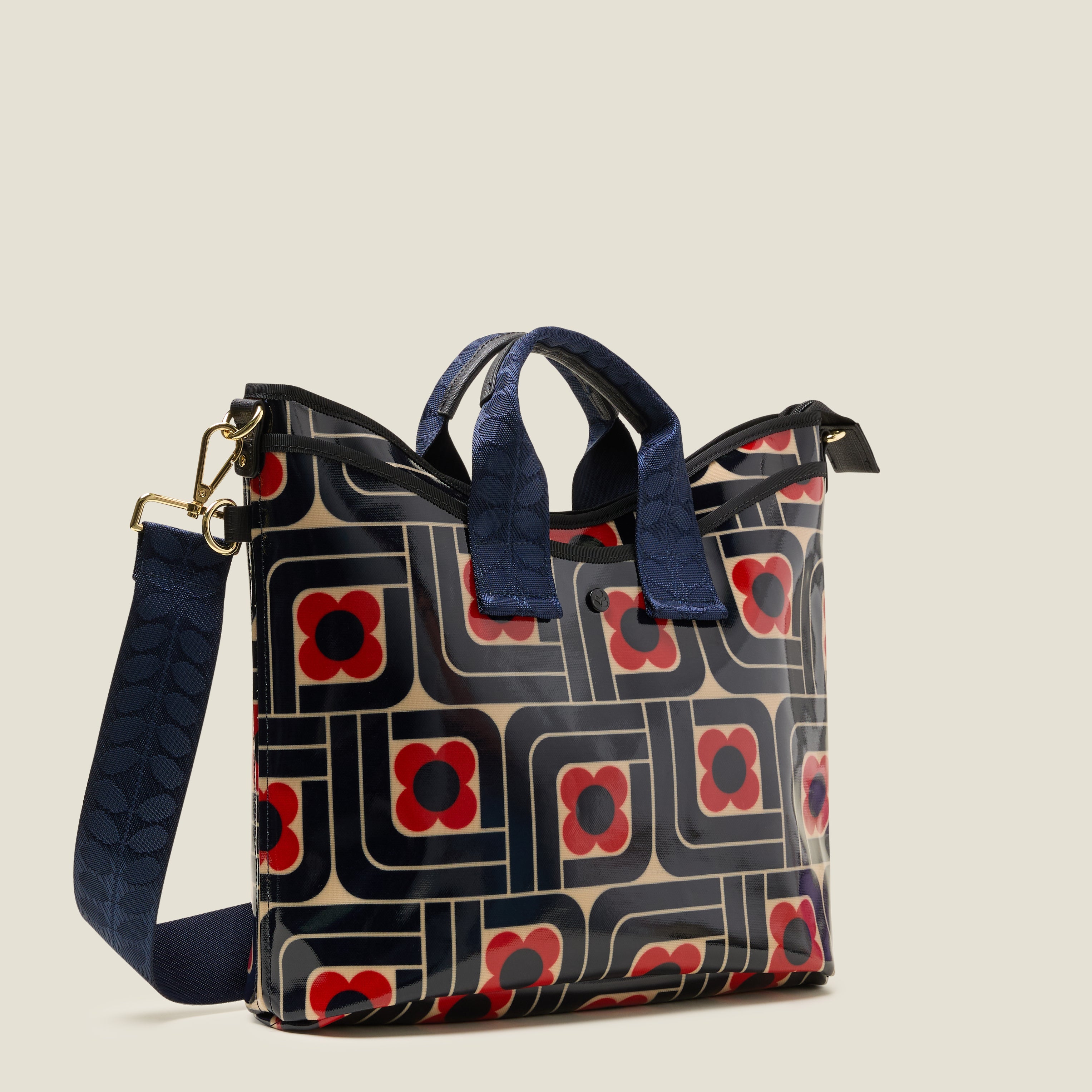 Orla Kiely トートバッグ ブラック Carry Grab Tote Bag - Woodblock Ink
