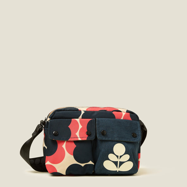 Angle Camera Bag - Floating Flower Navy Red