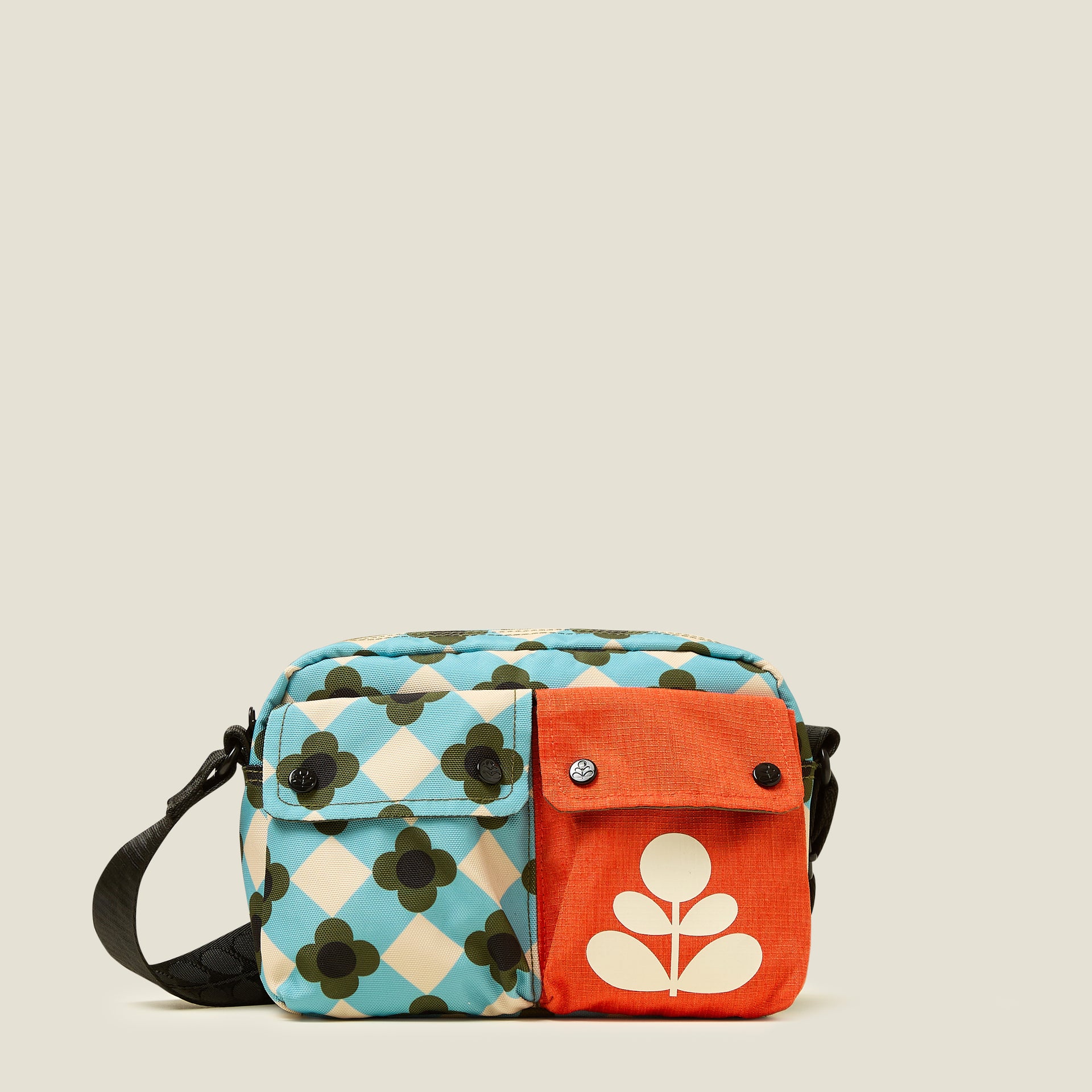 Angle Camera Bag Flower Check Ziggurat