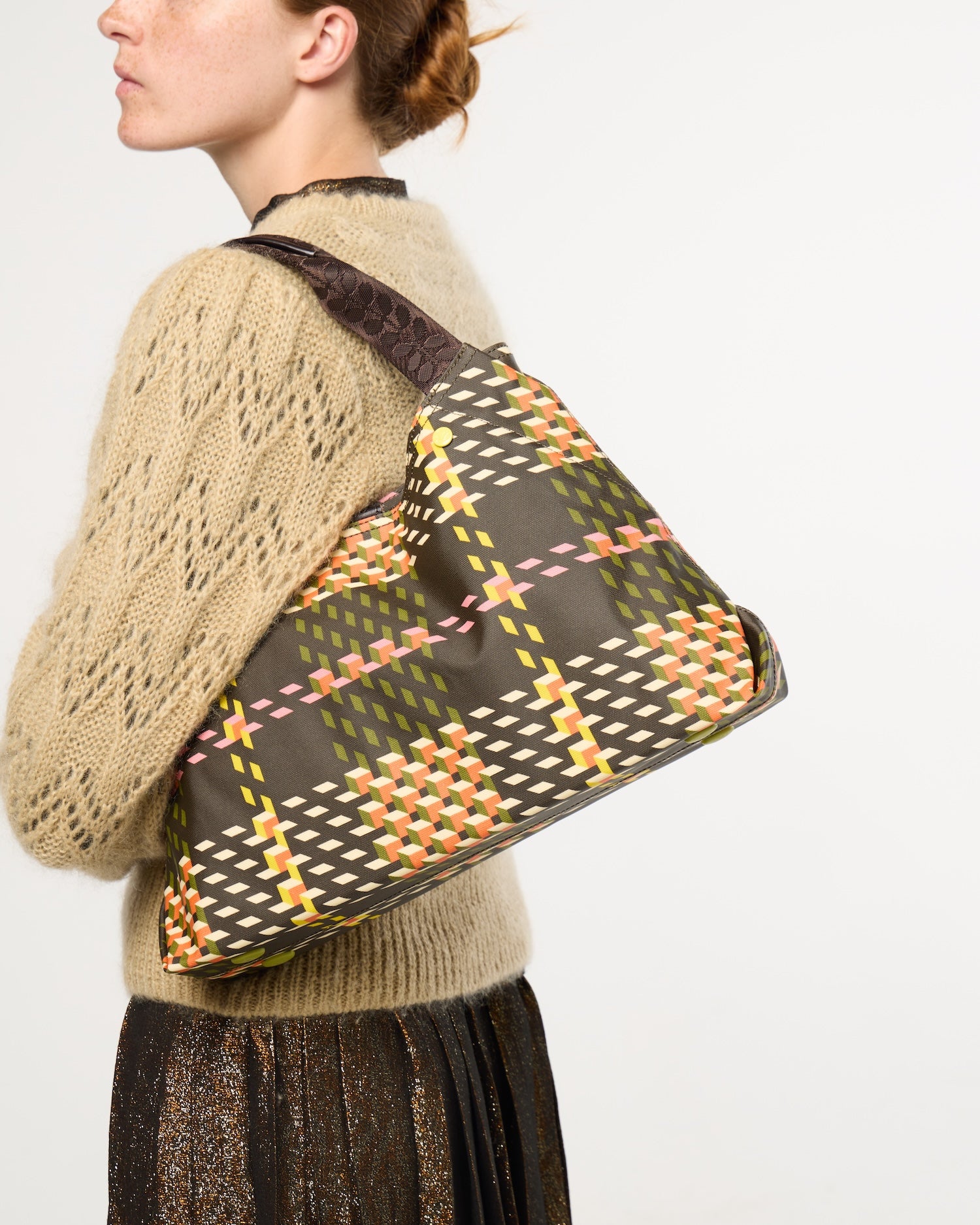 Classic Shoulder Bag - Cubic Check Cocoa