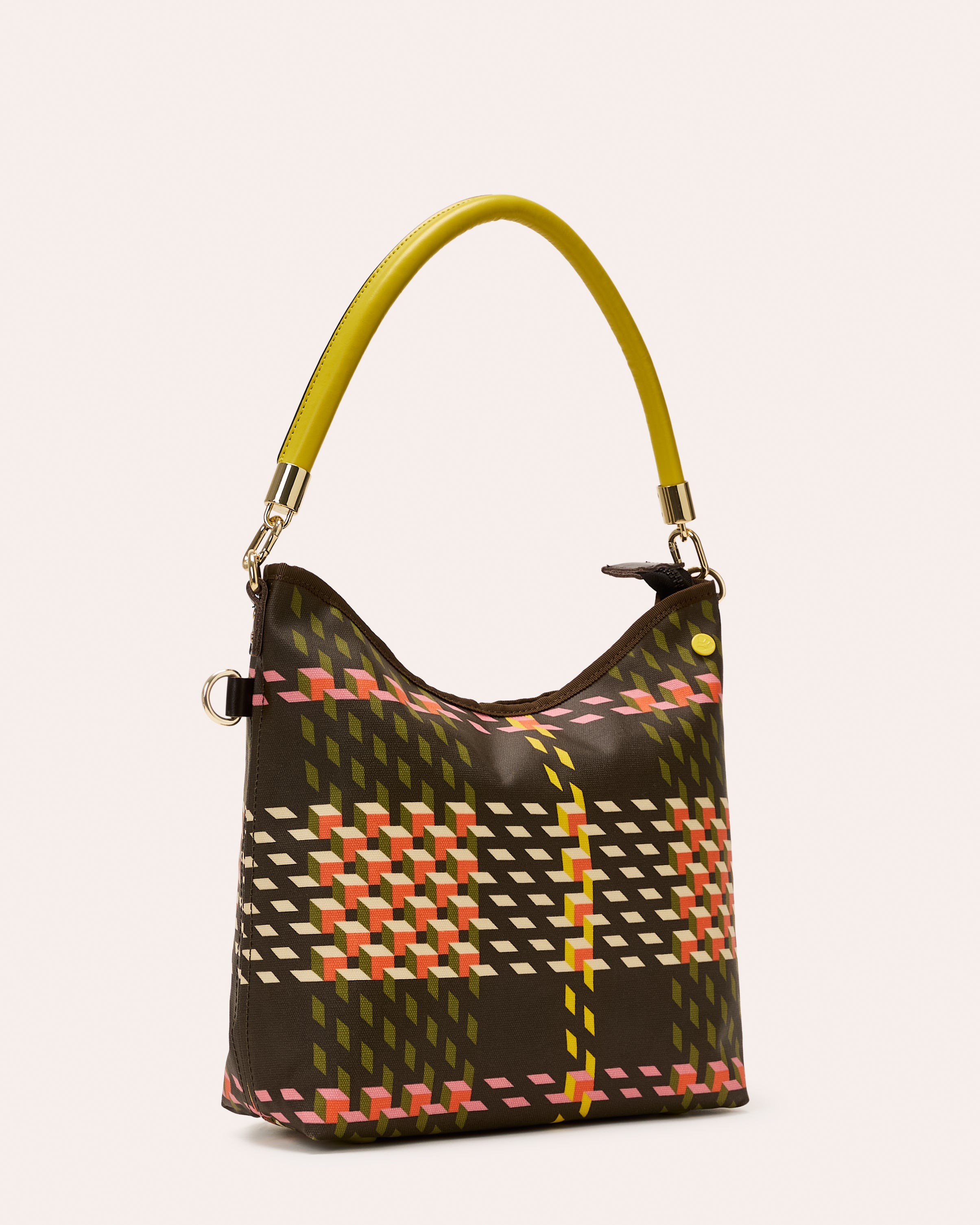 Cross Carry Shoulder Bag - Cubic Check Cocoa