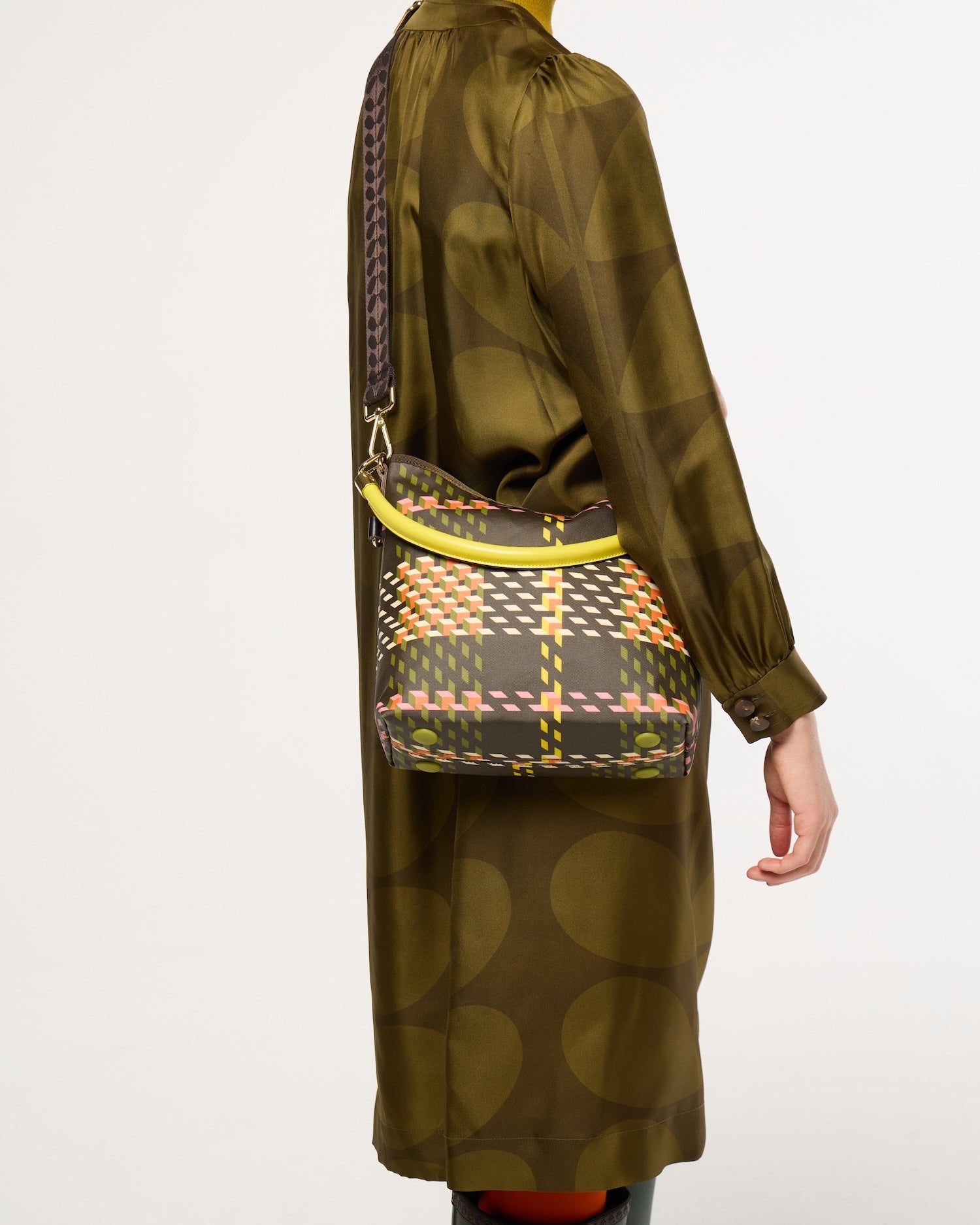 Cross Carry Shoulder Bag - Cubic Check Cocoa