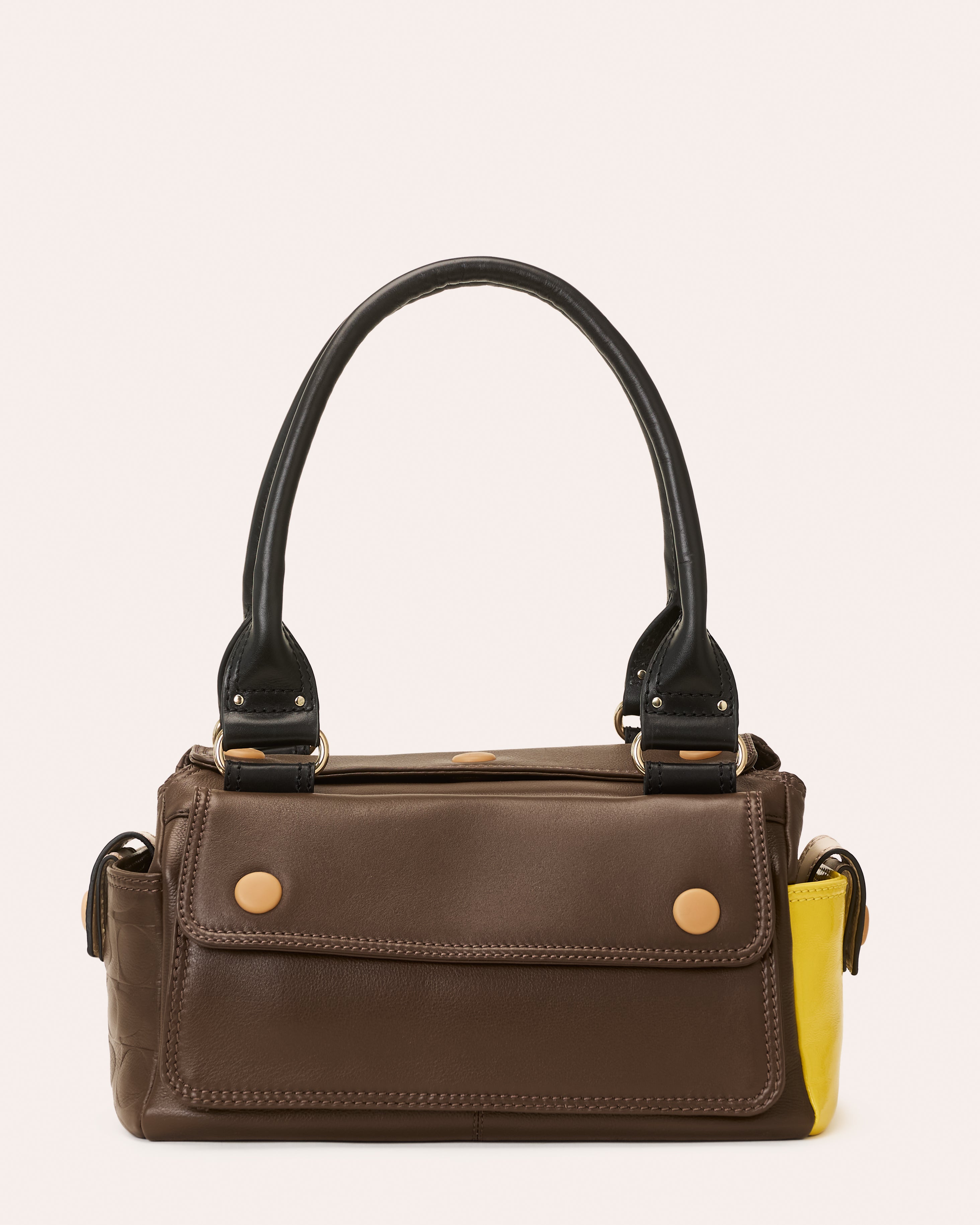 Pockety Leather Handbag | Colourblock Leather Bag | Orla Kiely