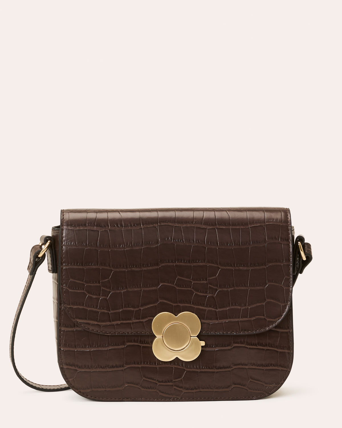 Eclipse Leather Crossbody - Chocolate Croc