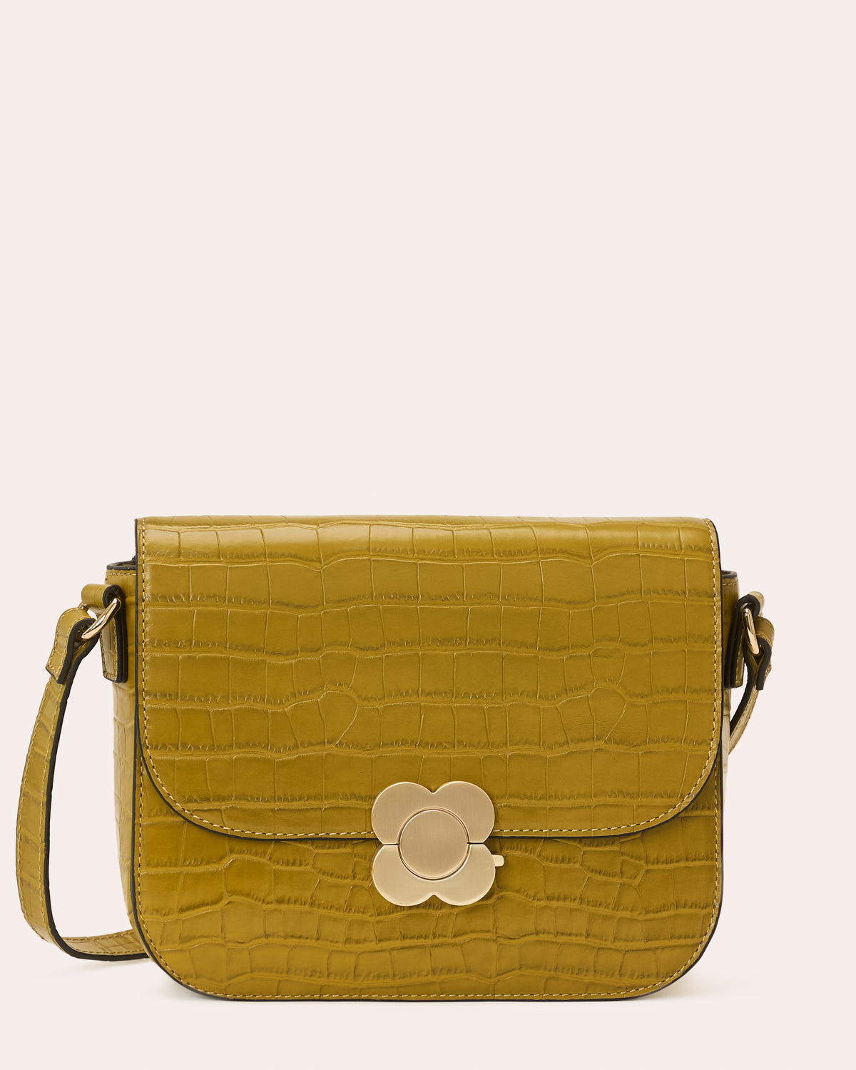 Eclipse Leather Crossbody - Green Tea Croc