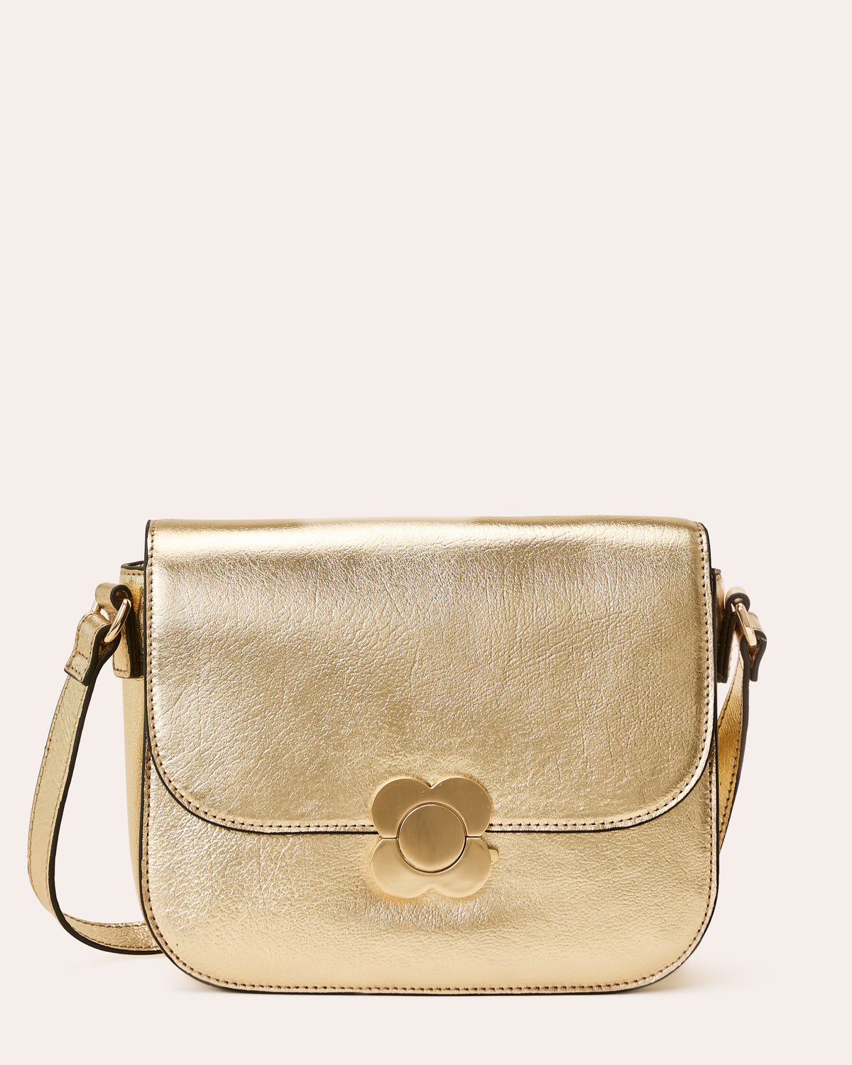 Eclipse Leather Crossbody - Gold Metallic
