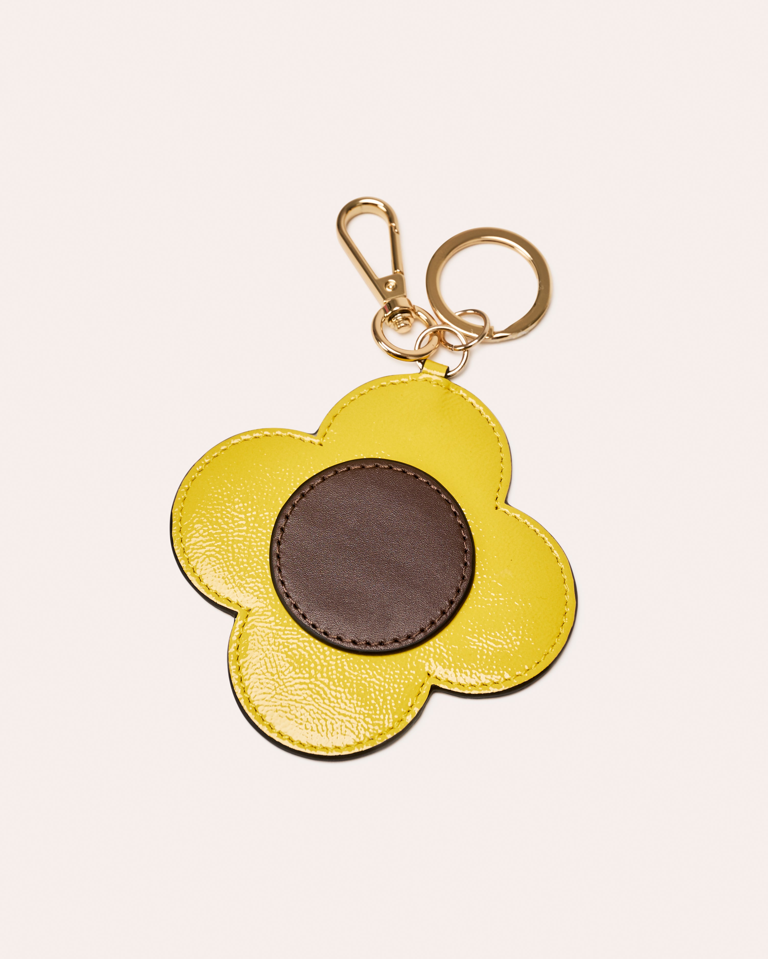 Four Petal Flower Keyring - Yellow & Chocolate
