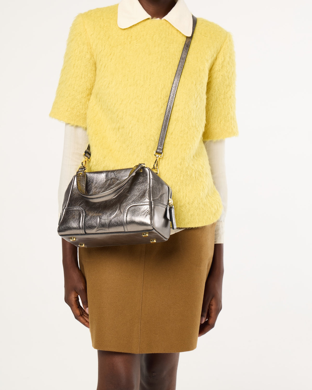 Concertina Leather Crossbody - Flower Power Mercury