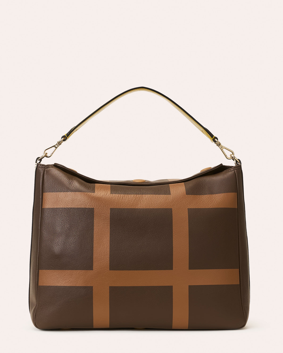 Large Softie Leather Shoulder Bag - OK Grid Chocolate
