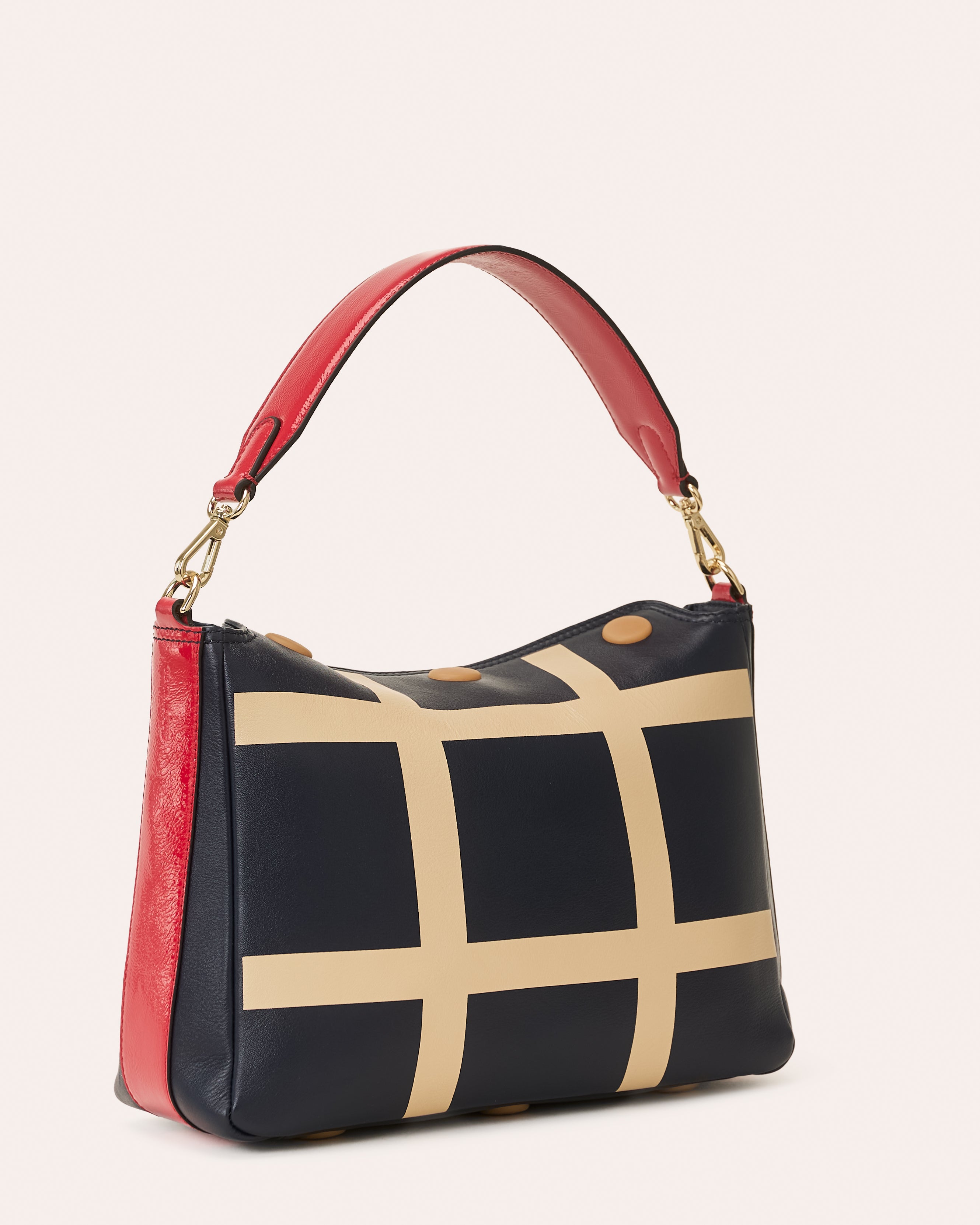 Small Softie Leather Shoulder Bag - OK Grid Navy
