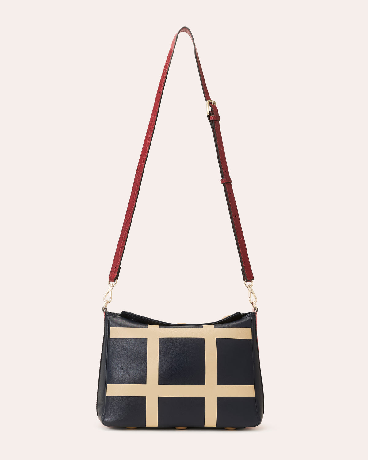 Small Softie Leather Shoulder Bag - OK Grid Navy