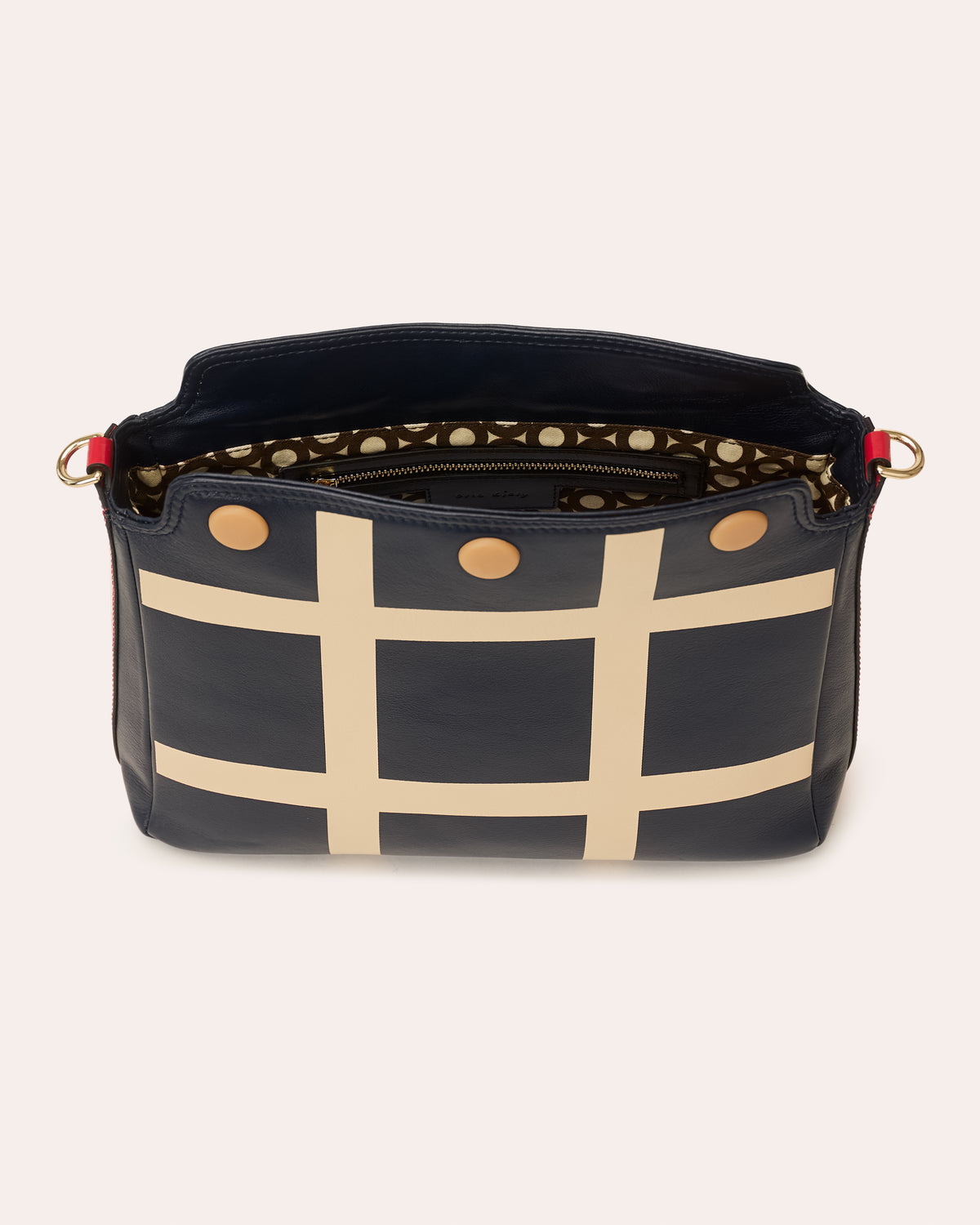 Small Softie Leather Shoulder Bag - OK Grid Navy