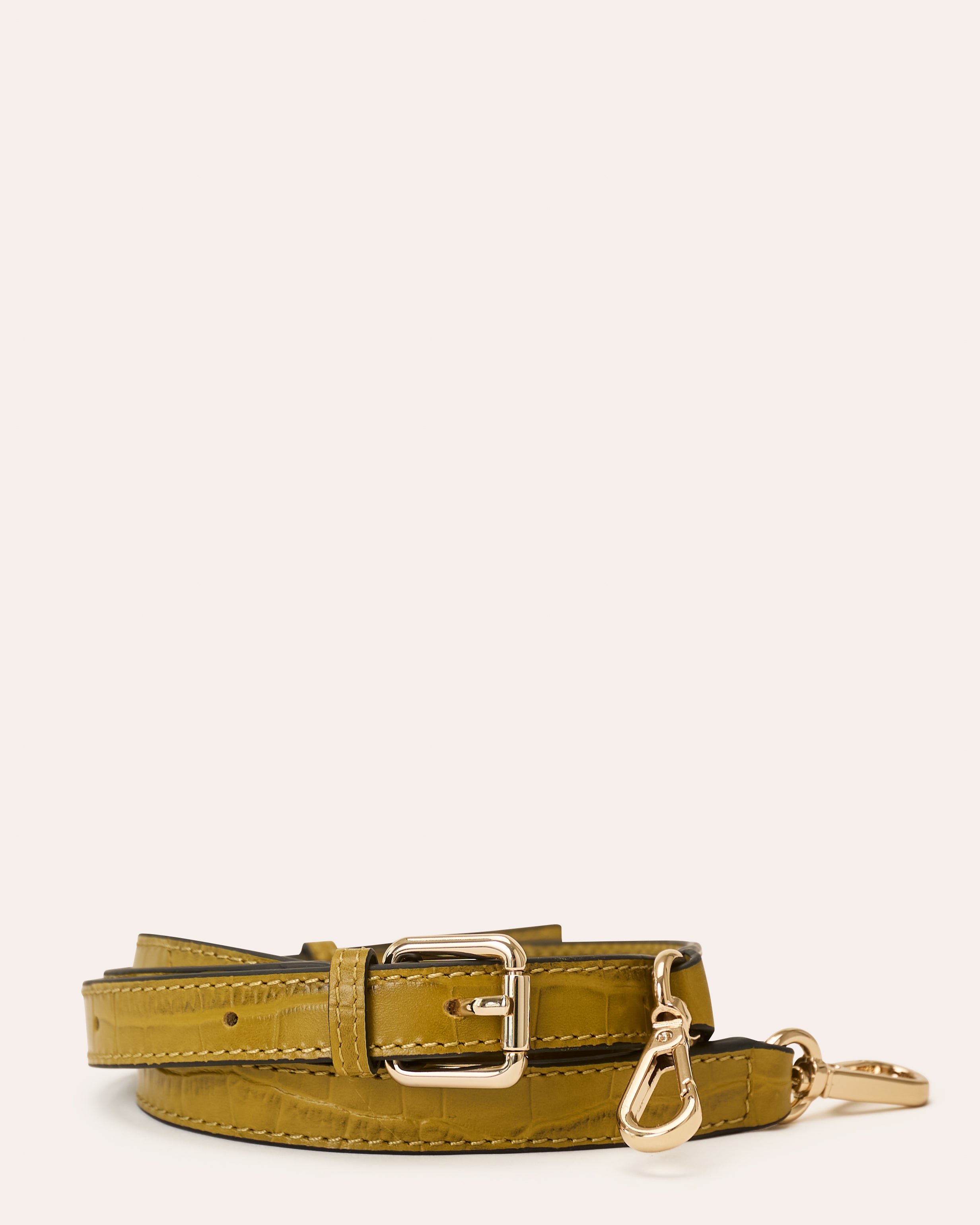 Leather Crossbody Strap - Green Tea Croc