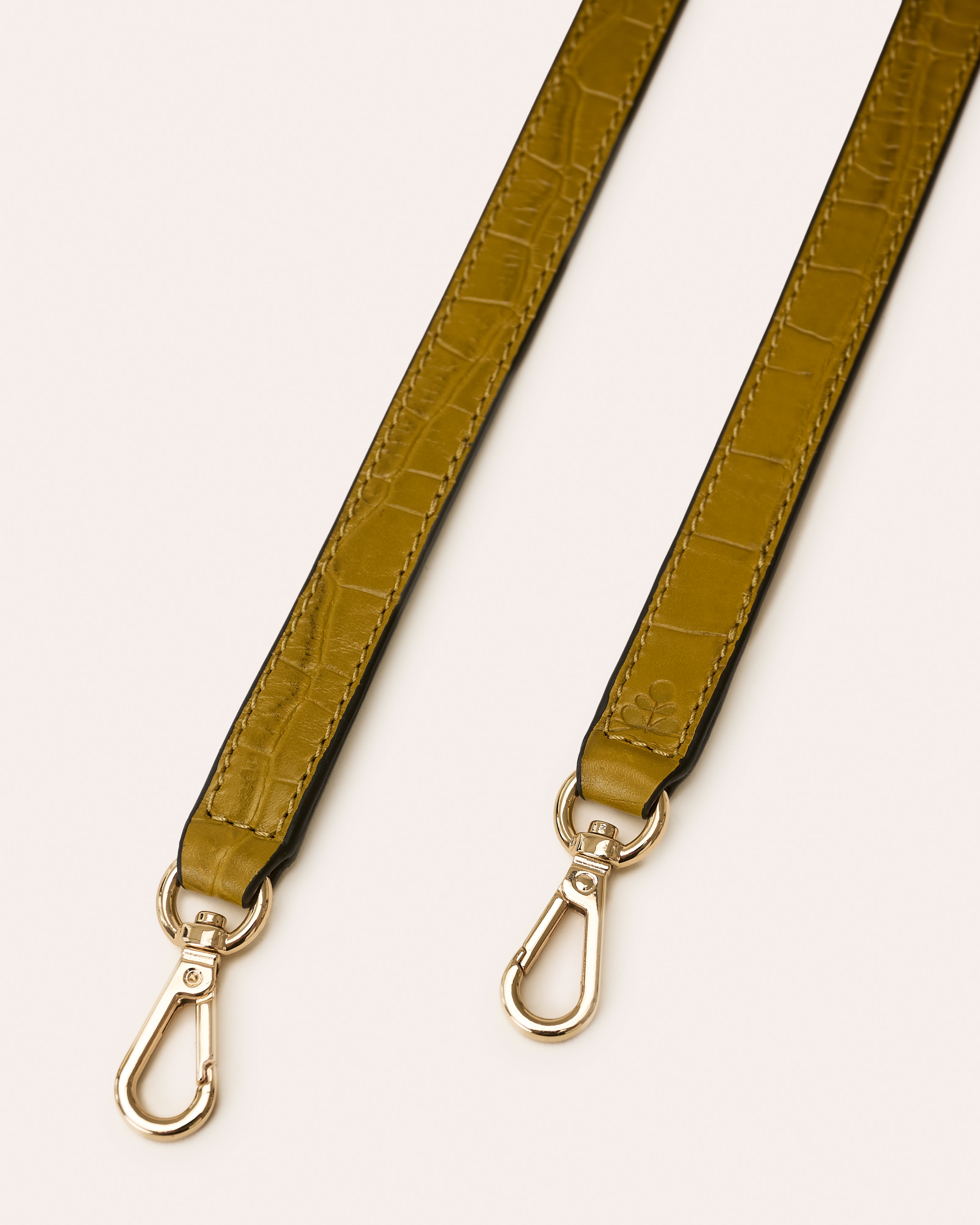 Leather Crossbody Strap - Green Tea Croc