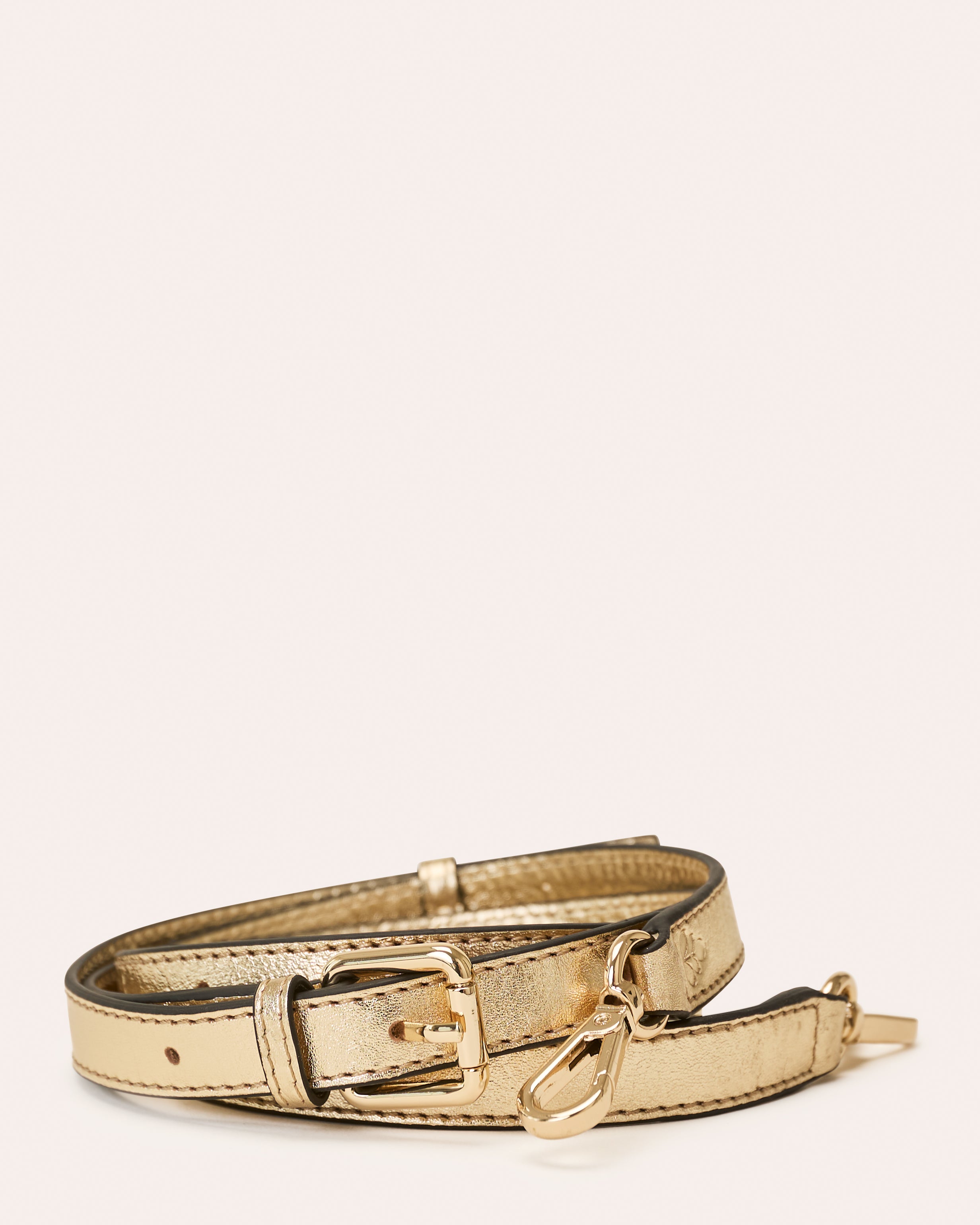 Leather Crossbody Strap - Gold Metallic Leather
