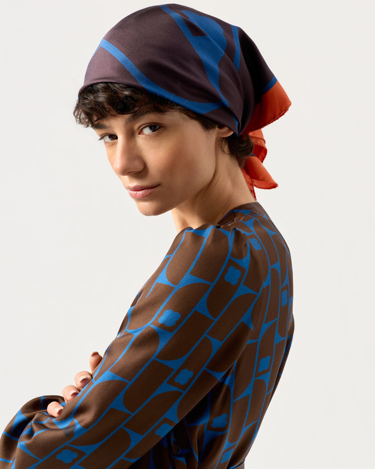 Medium Silk Scarf - Metro Tile Ink