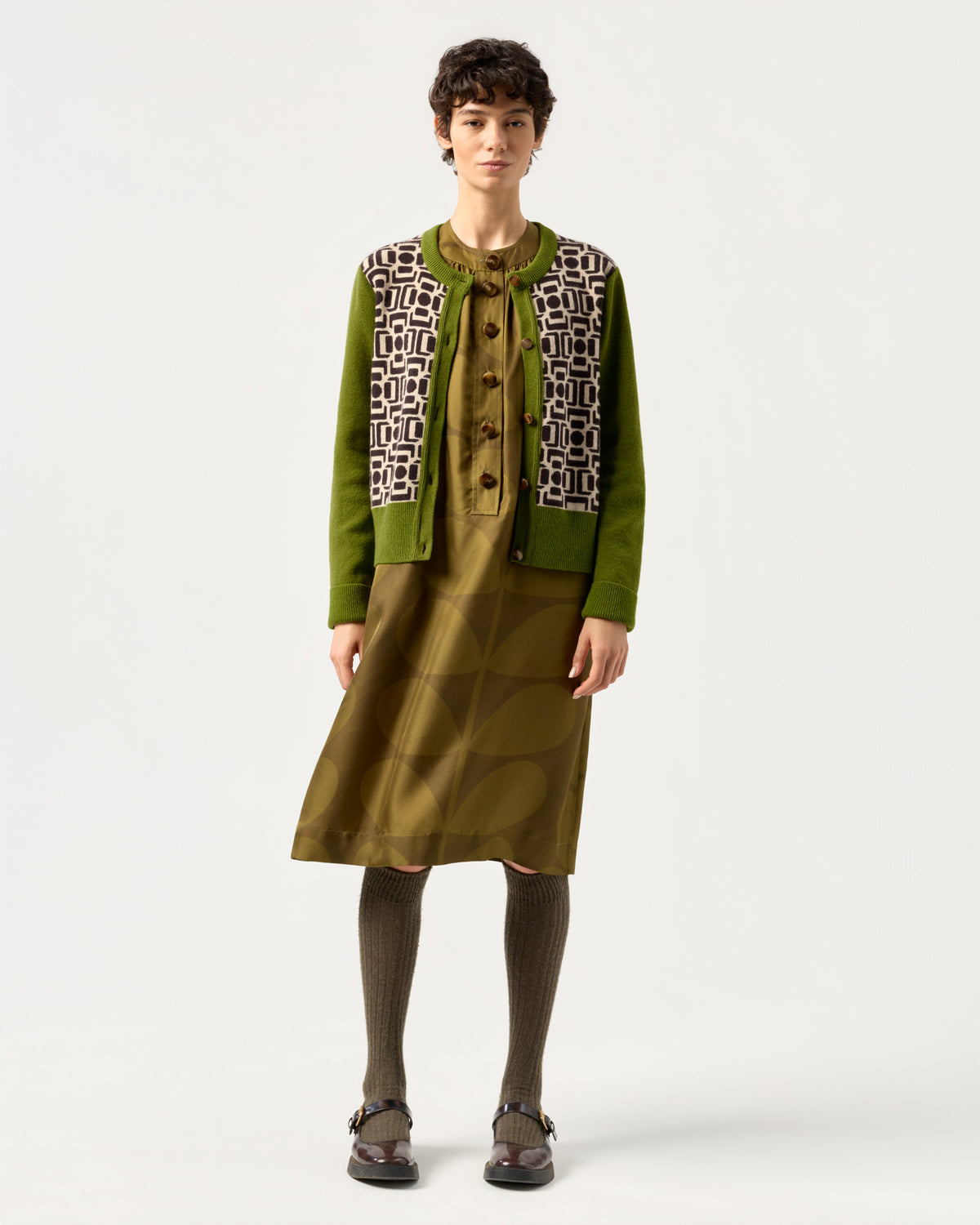 Bob Cardigan - Olive/Oatmeal