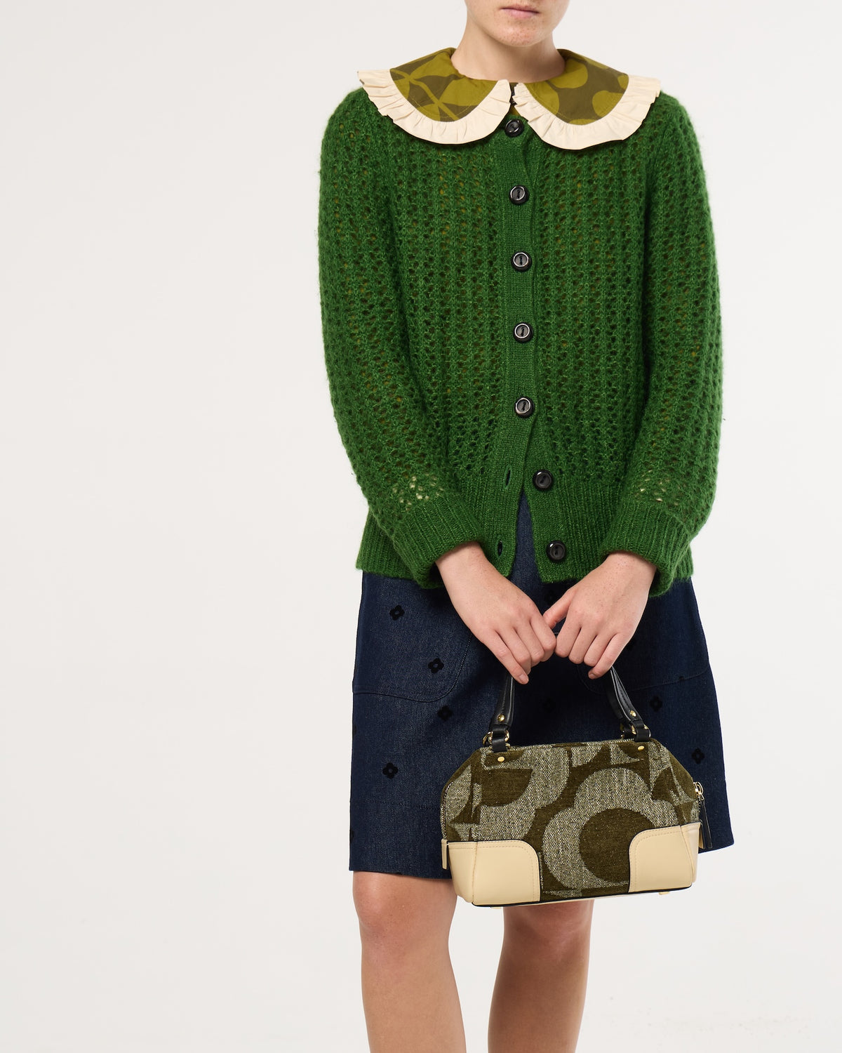 Concertina Leather Crossbody - Moss Green