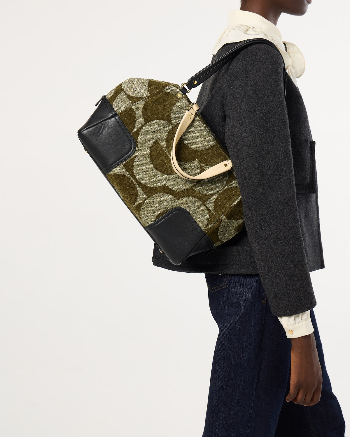 Opera Leather Shoulder Bag - Moss Green