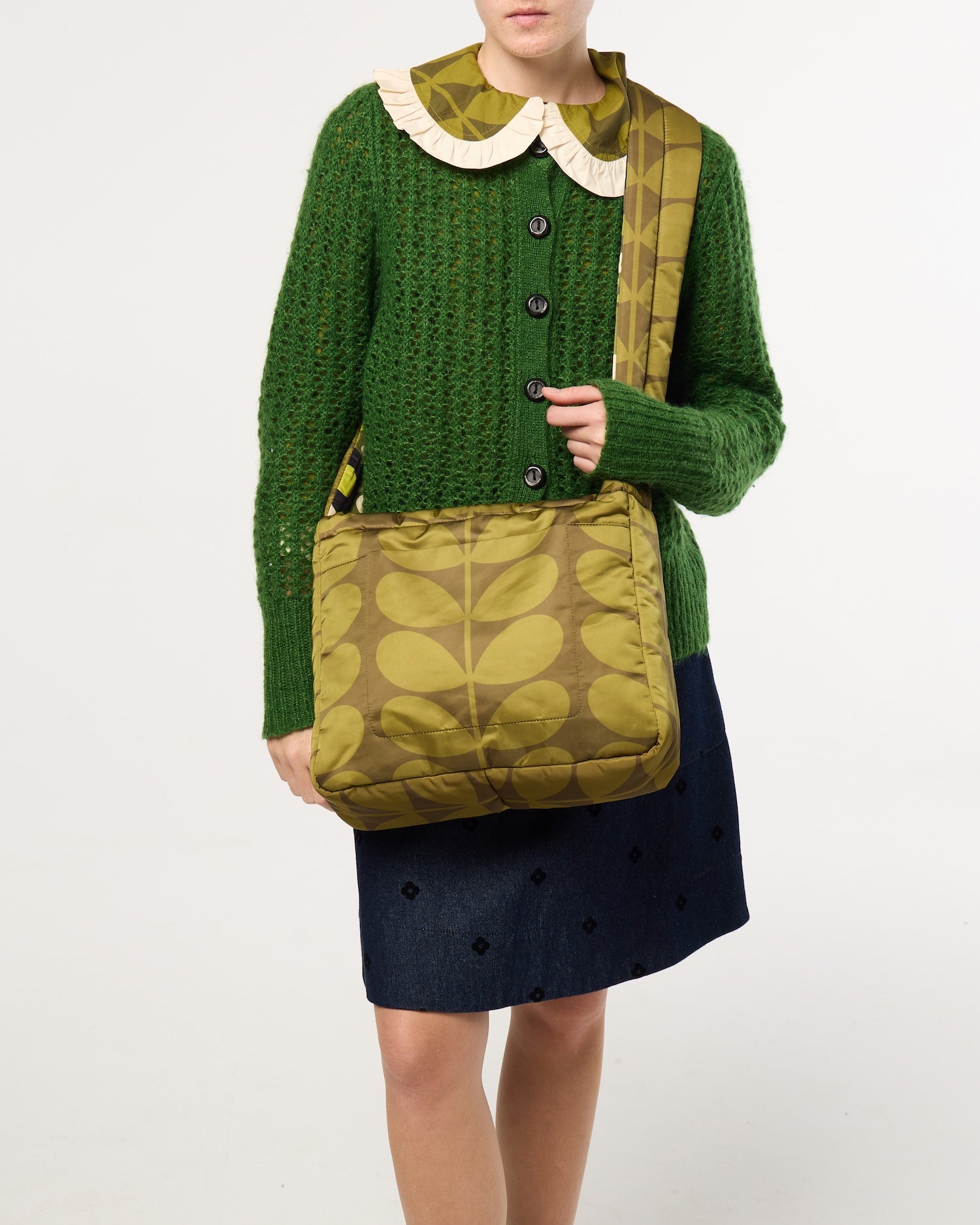 Reversible Puffy Crossbody - Solid Stem Khaki and Fern