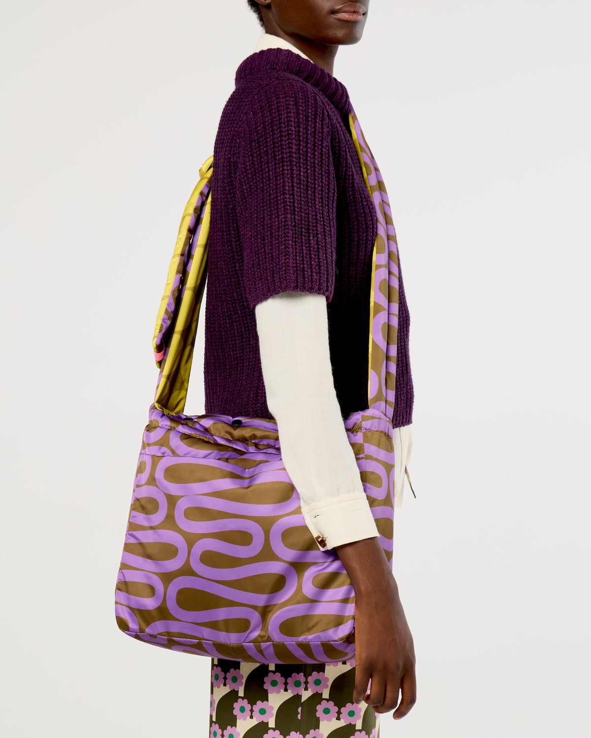 Reversible Puffy Crossbody - Solid Stem Gorse and Heather